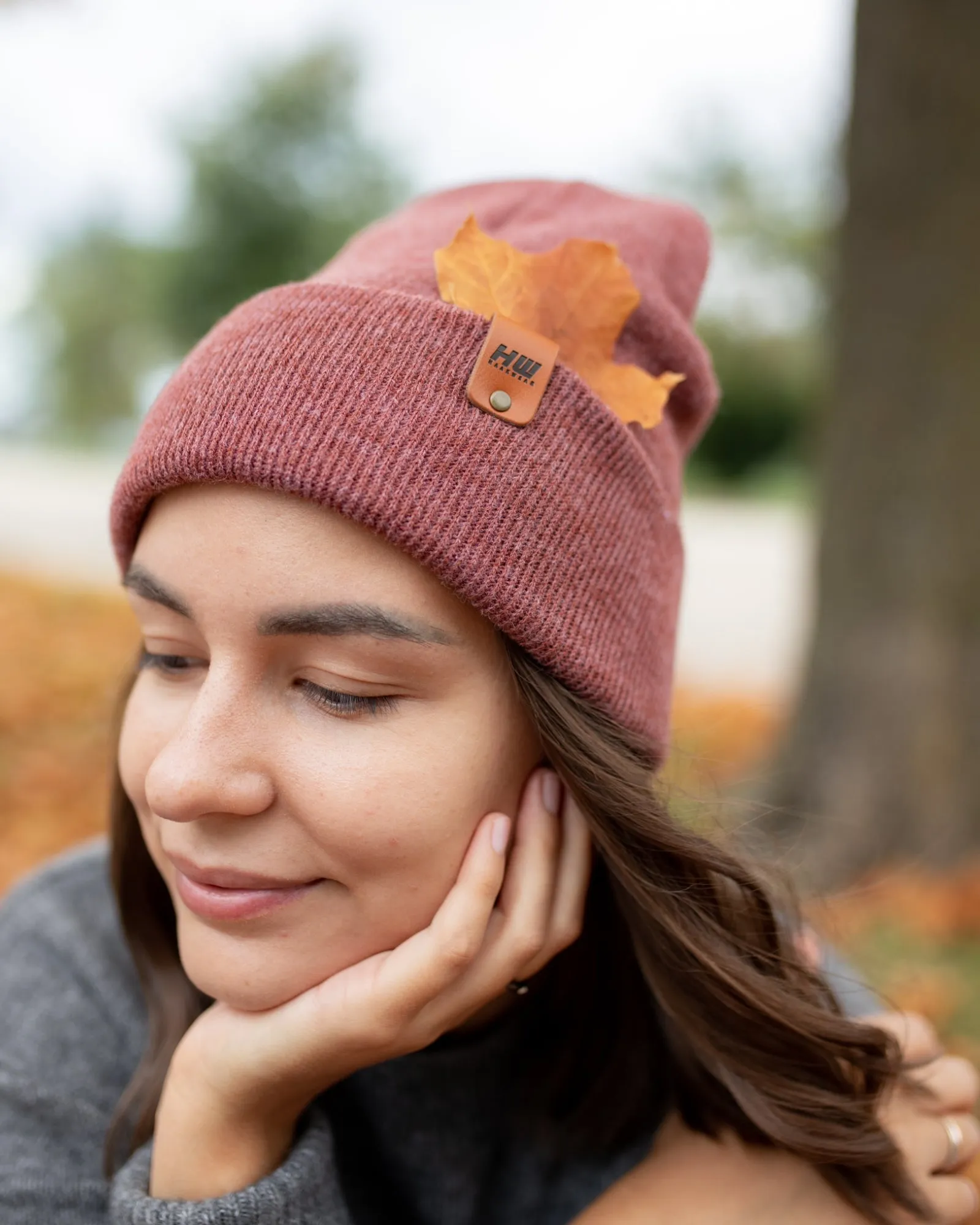 CTD103 HAAKWEAR Knit Cuffed Beanie / Hat - Rusty Burgundy, Made in USA