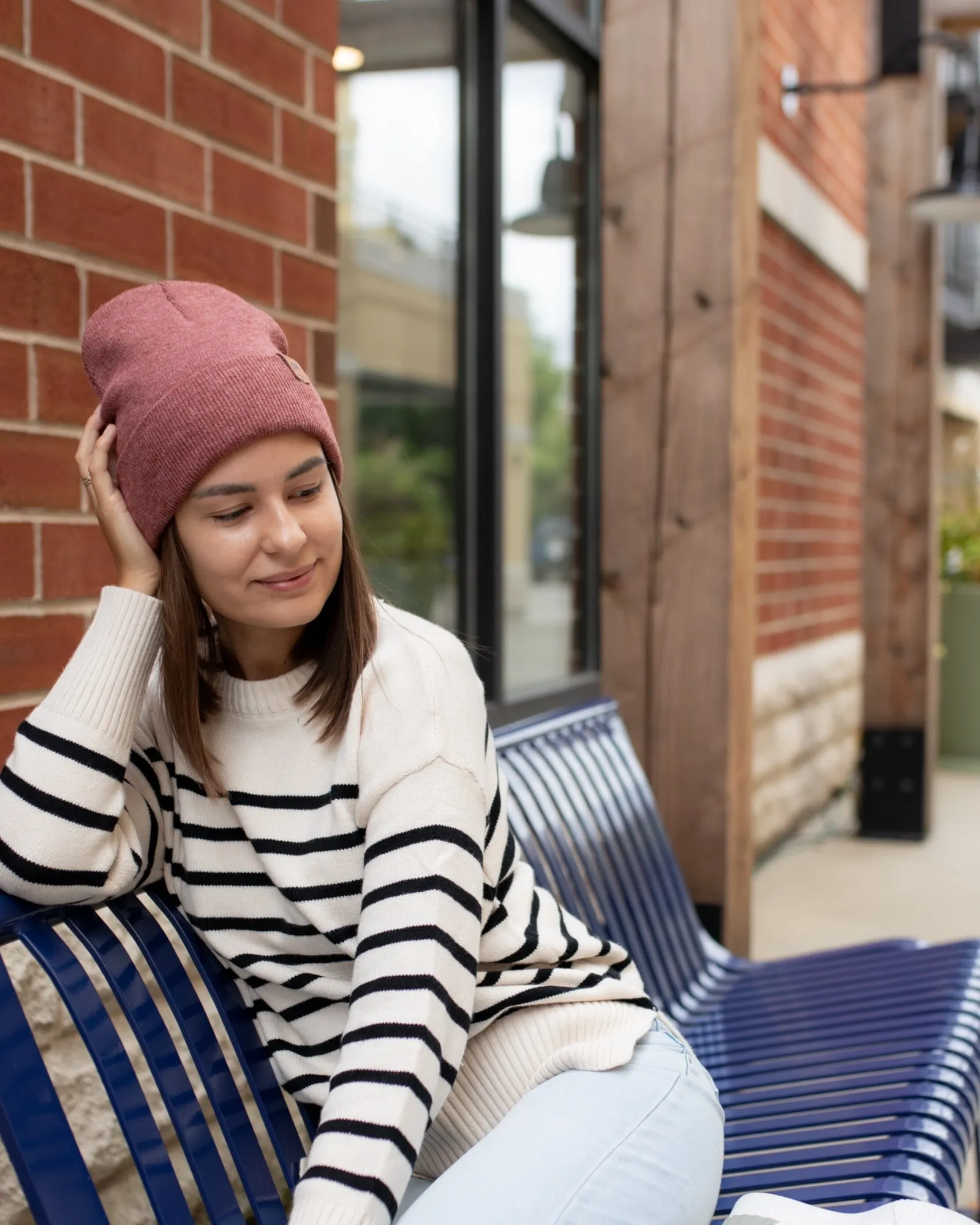 CTD103 HAAKWEAR Knit Cuffed Beanie / Hat - Rusty Burgundy, Made in USA