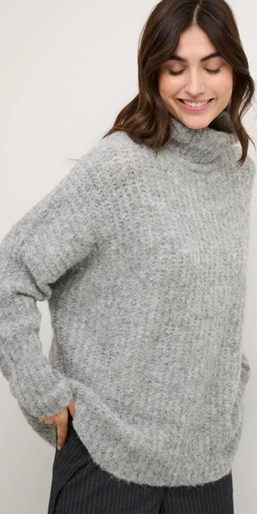 Culture Rib Turtleneck Pullover, light grey