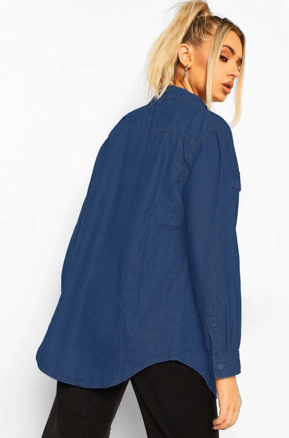 Dazy-Less Patched Pocket Denim Top