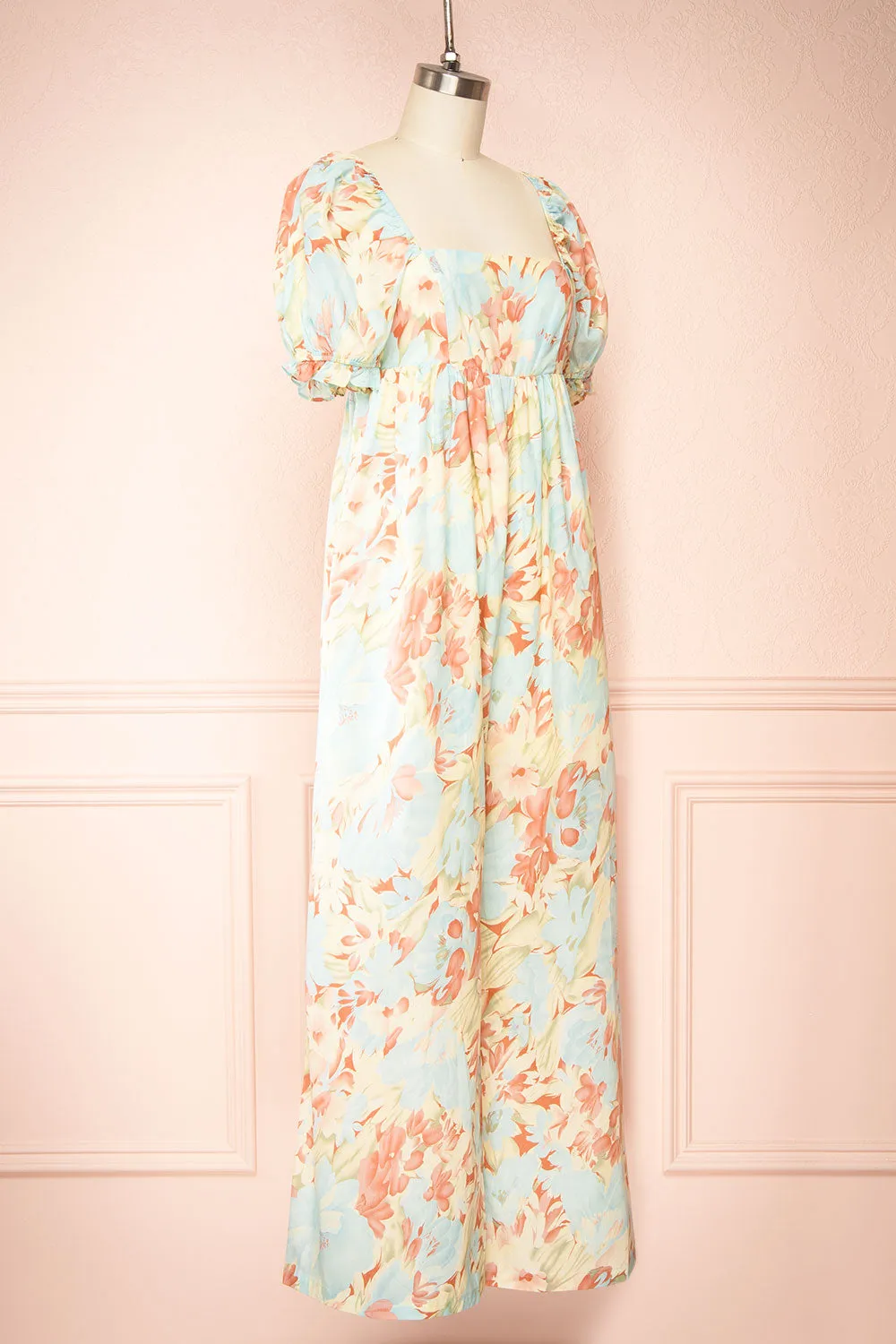 Dee | Floral Jumpsuit w/ Square Neckline