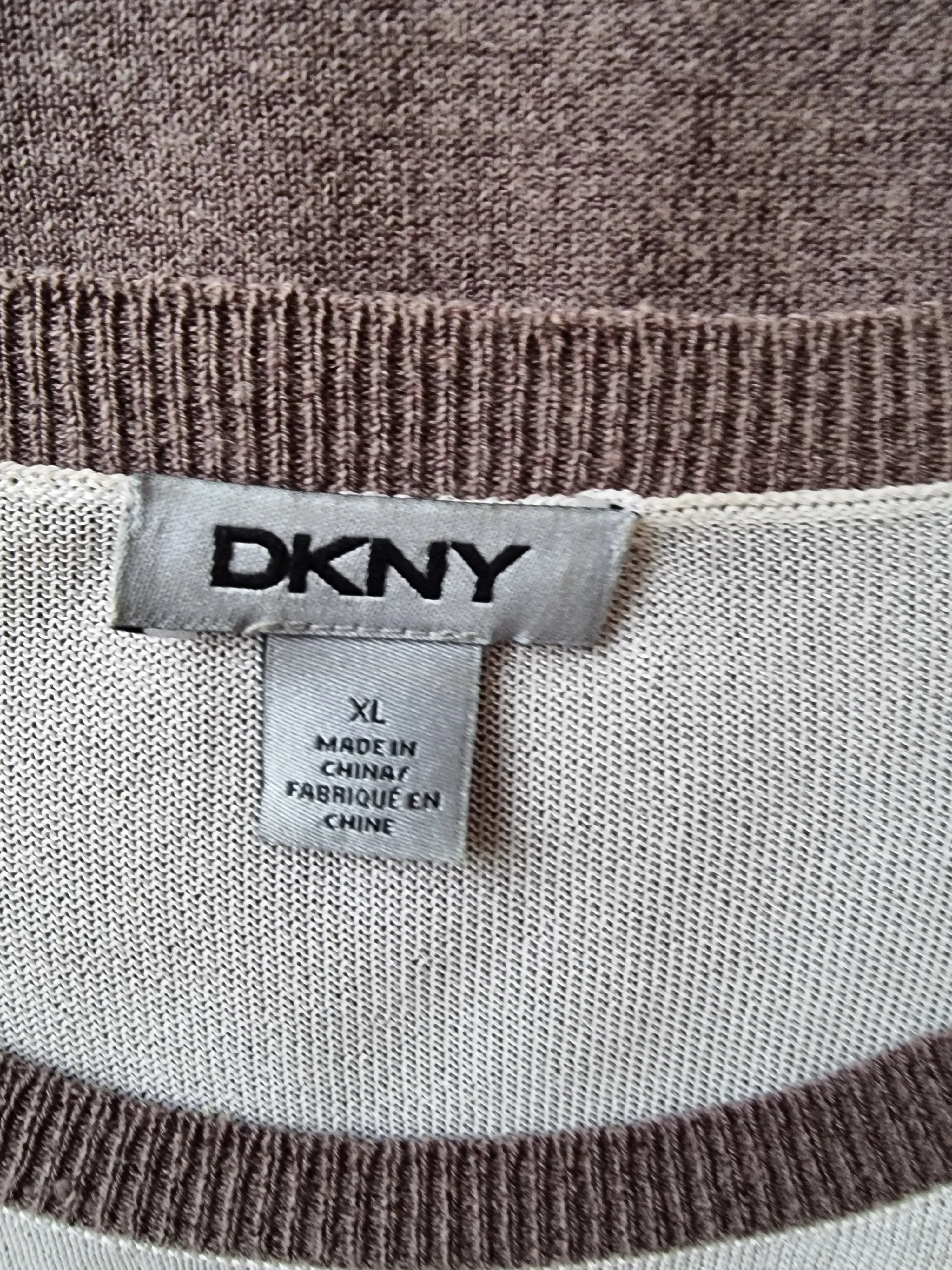 DKNY Womens Mocha and White Striped Jumper UK 12/14 US  8/10 EU 40/42