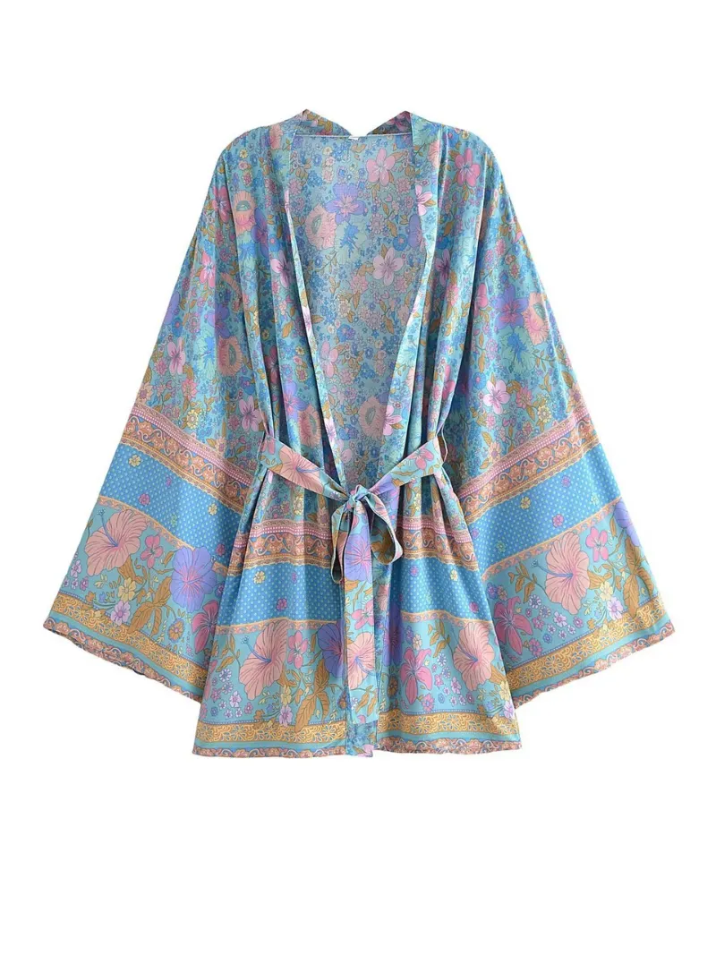 Down To Earth Women's Floral Short Kimono Jacket