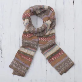 Earth-Tone 100% Alpaca Wrap Scarf from Peru - Inca Earth | NOVICA