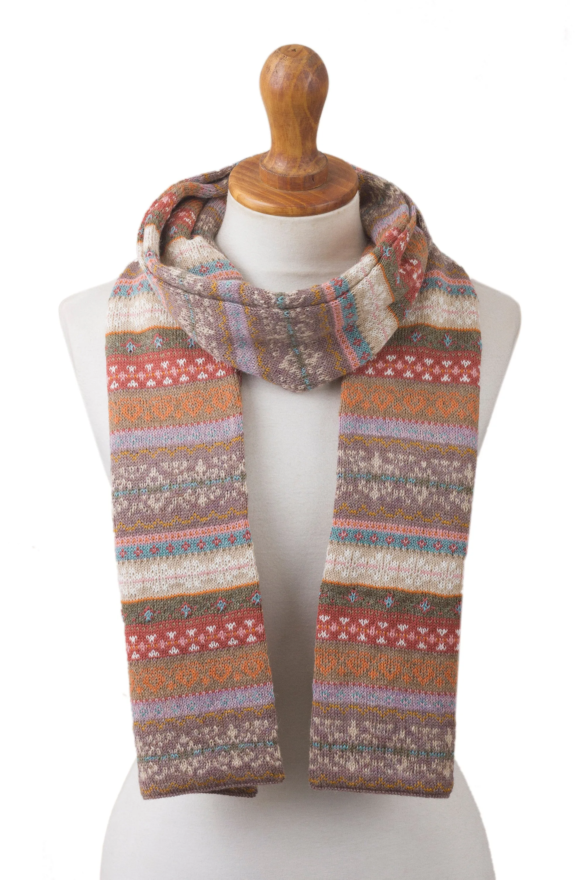 Earth-Tone 100% Alpaca Wrap Scarf from Peru - Inca Earth | NOVICA