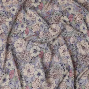 Elegant Lavender Floral Viscose Fabric - 110 cm Wide-D19408