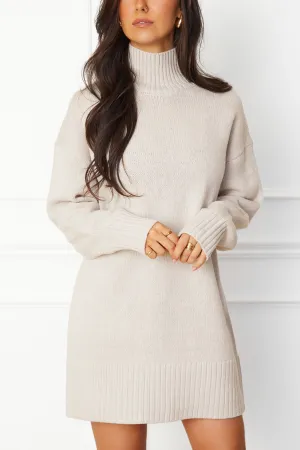 Emera Bone Turtleneck Sweater Dress