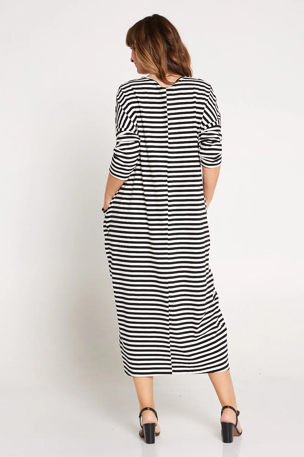 Emmy Maxi Dress - White Black Stripe