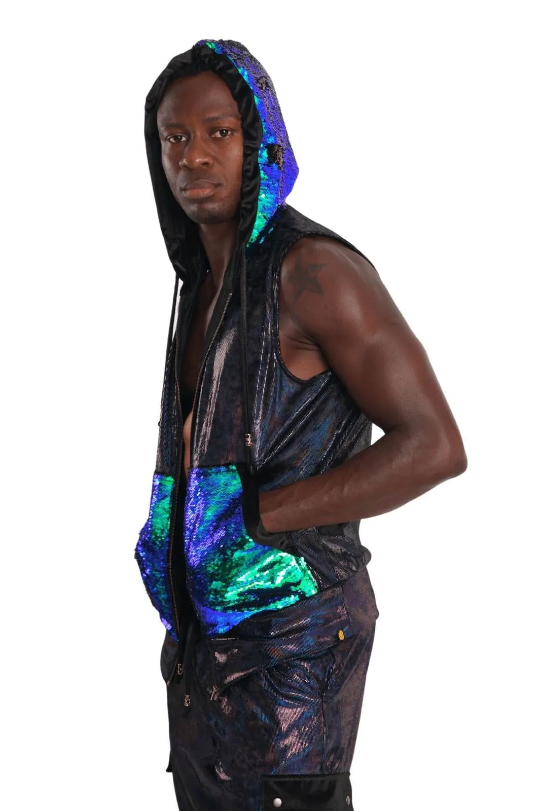 Fiesta Mens Sleeveless Hoodie - Panther