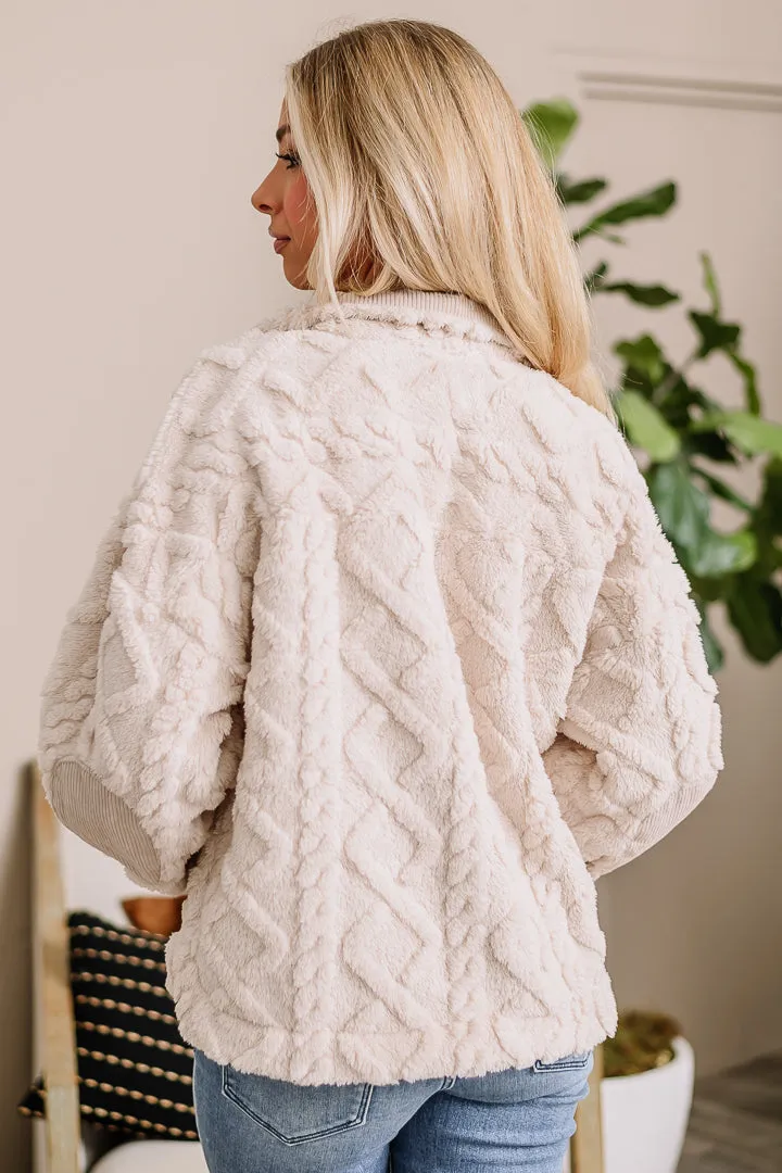 Fireside Snuggles Fuzzy Henley Pullover | Ecru