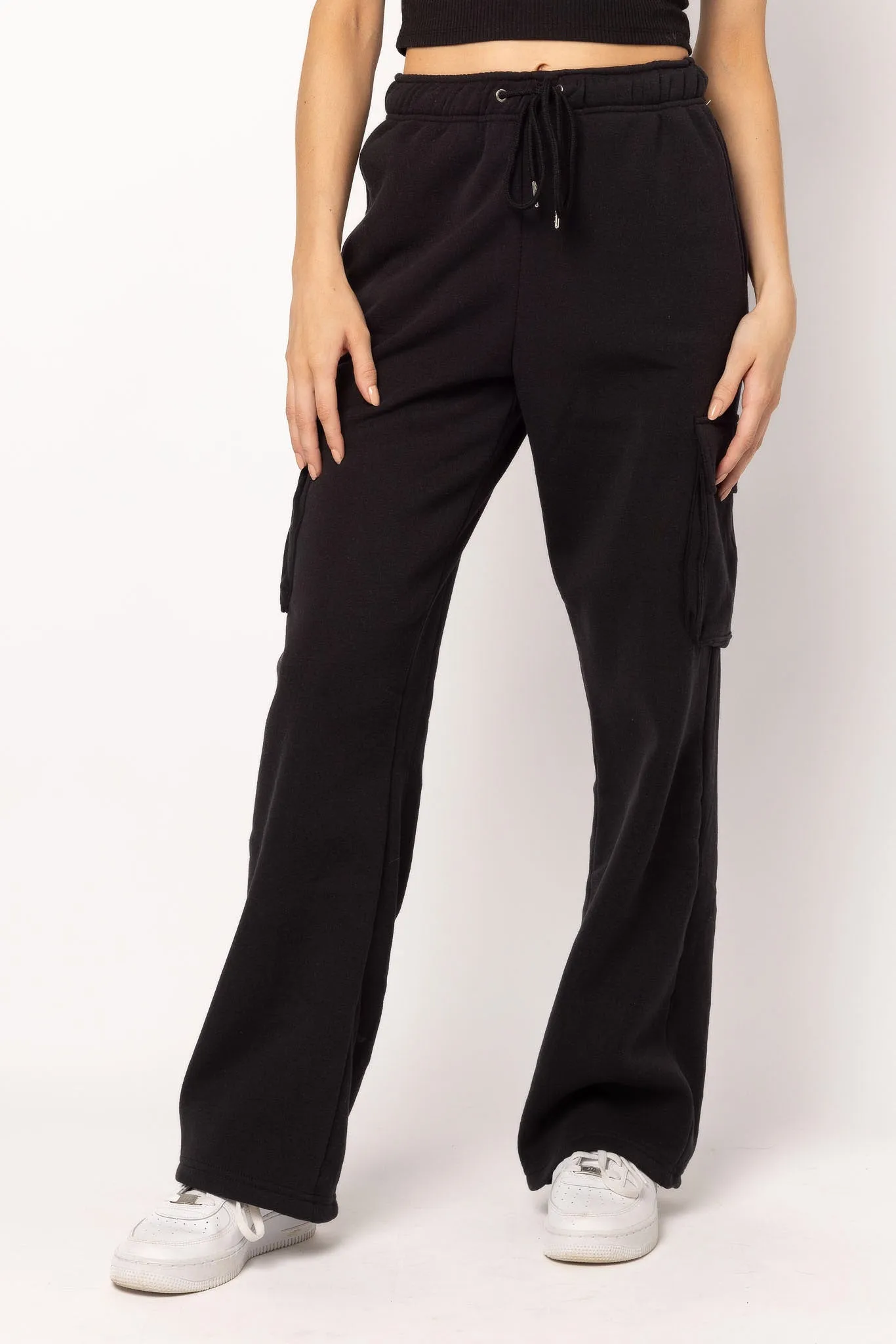 Fleece Wide-Leg Cargo Pant