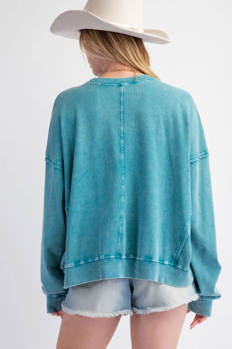 Flower Girl Knit Pullover - Teal