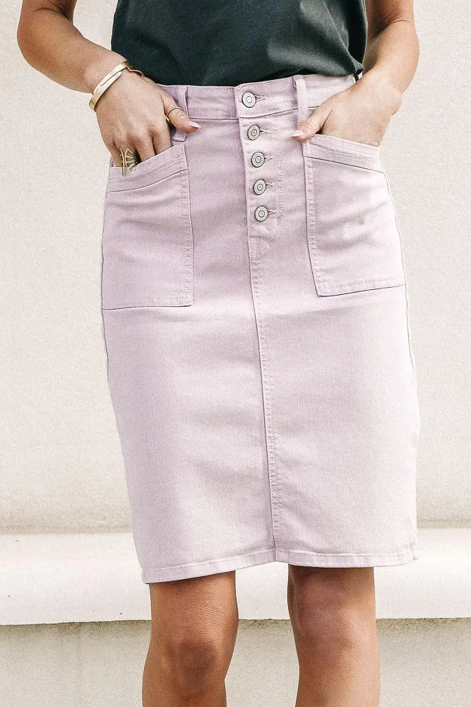 Flying Monkey Button Fly Skirt in Lavender