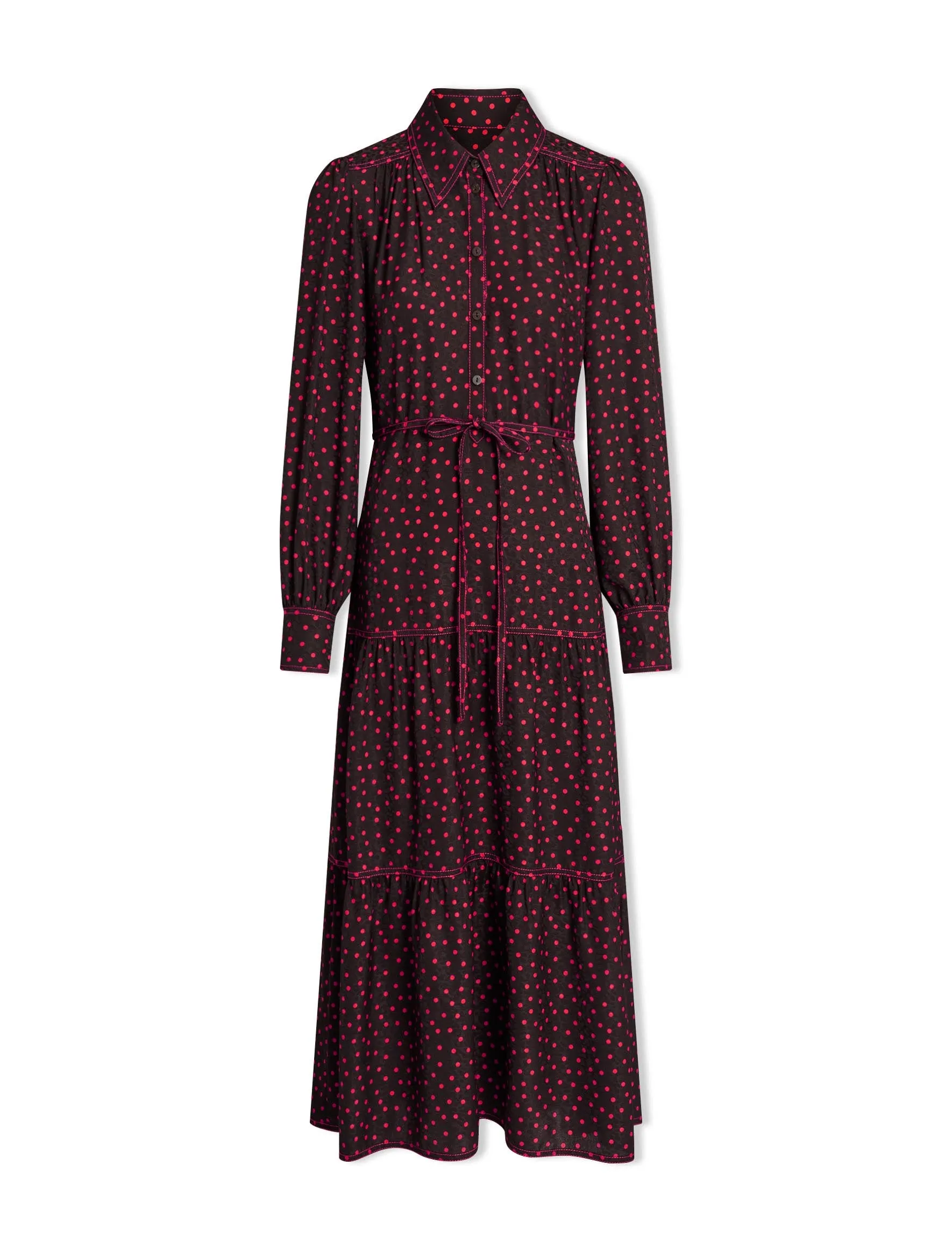 Franklin Maxi Dress - Black Red Polka Dot Print