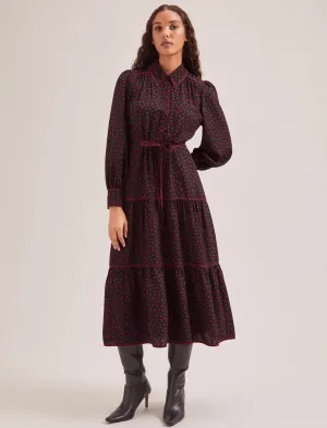 Franklin Maxi Dress - Black Red Polka Dot Print