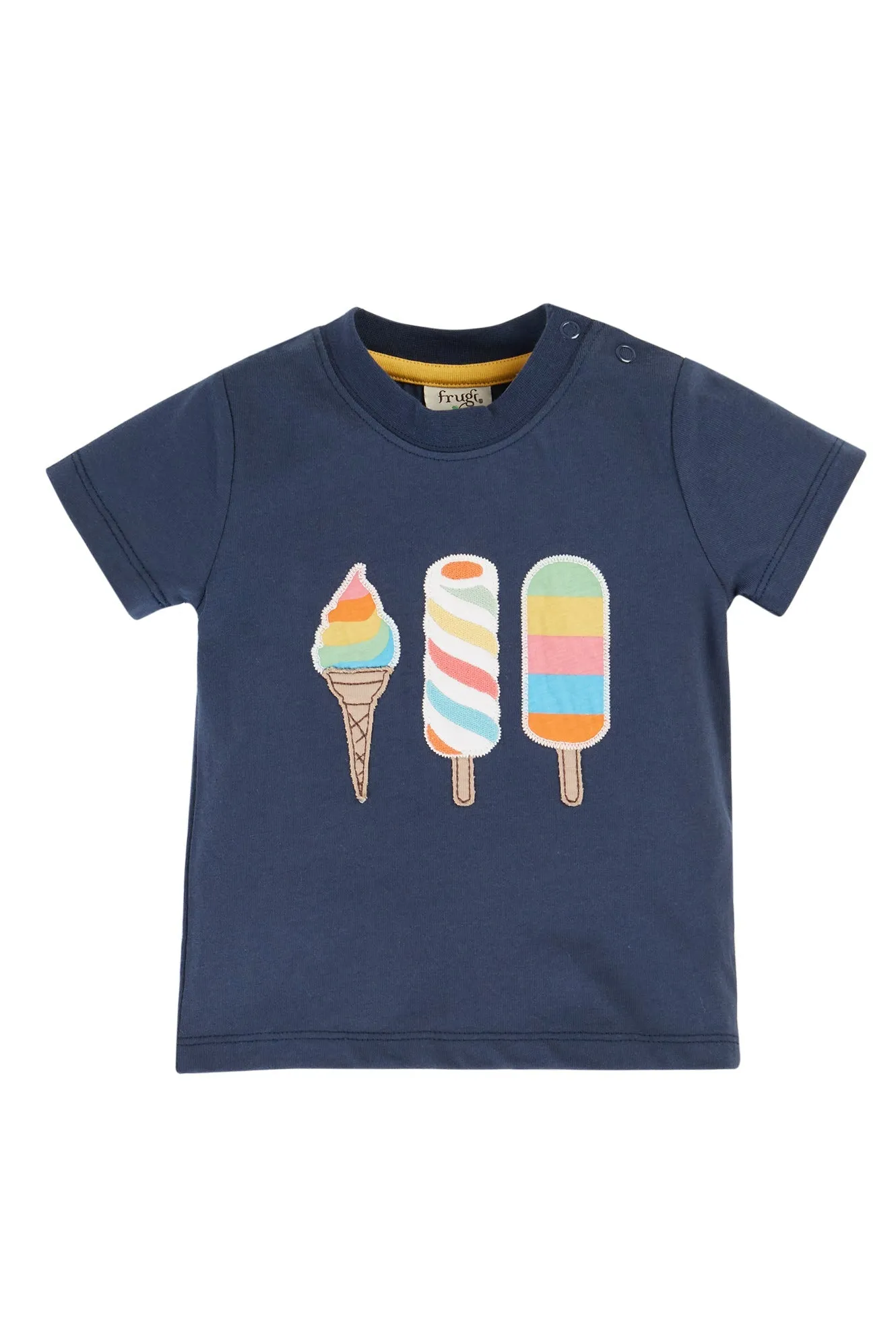 Frugi Kai Appliqué Top Indigo Ice Cream