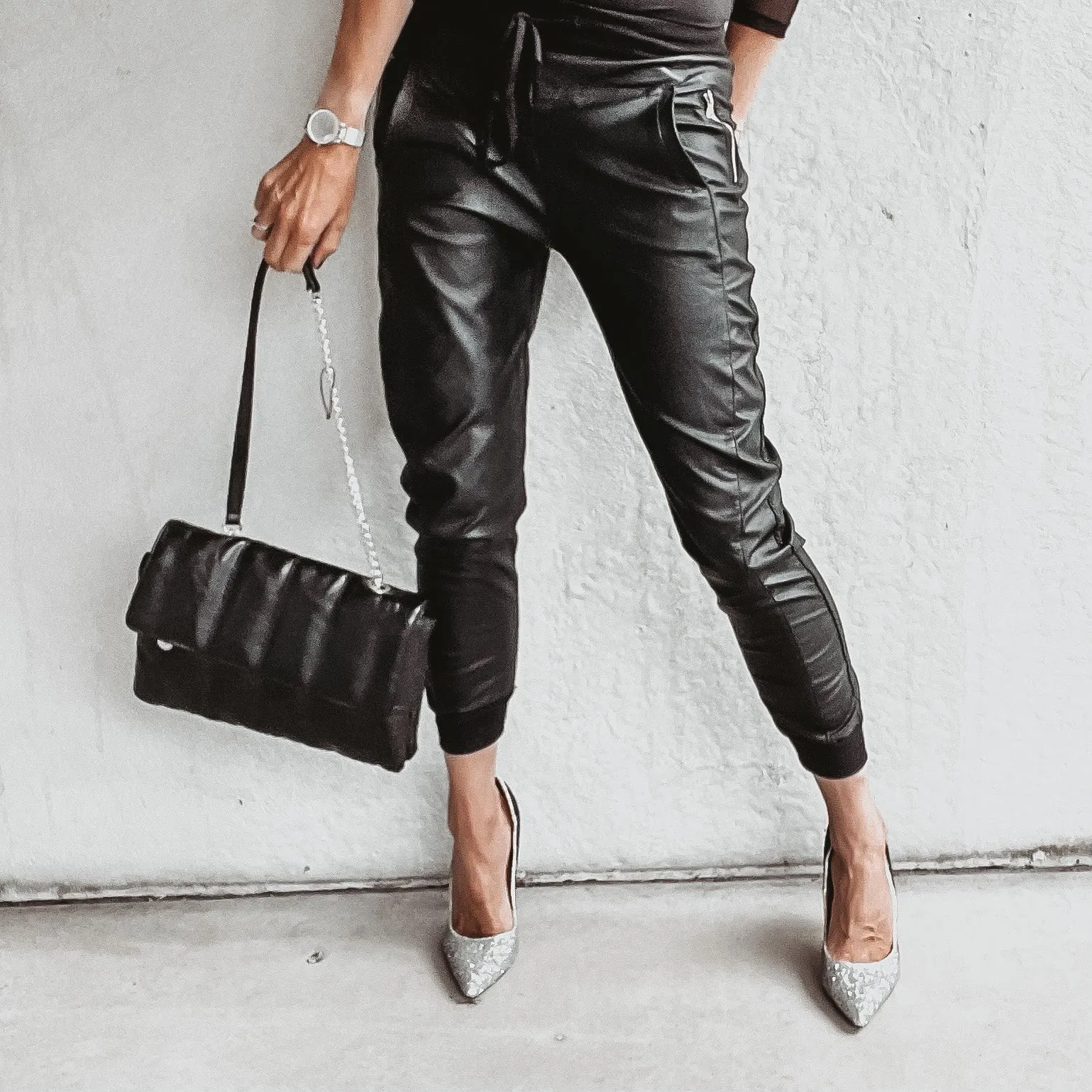 Full faux leather black ULTIMATE joggers