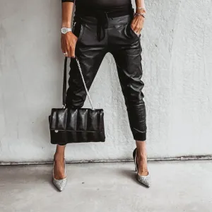 Full faux leather black ULTIMATE joggers