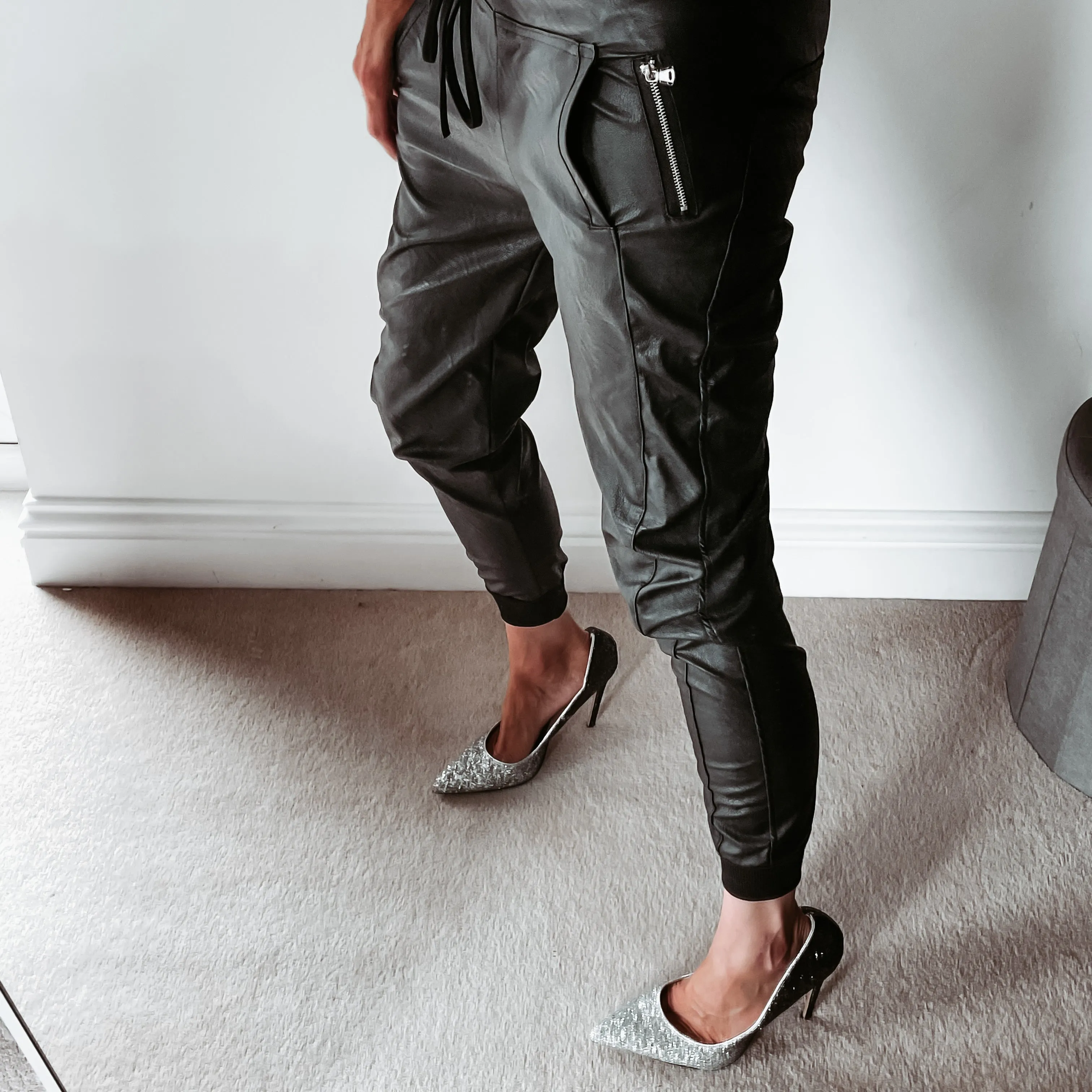 Full faux leather black ULTIMATE joggers