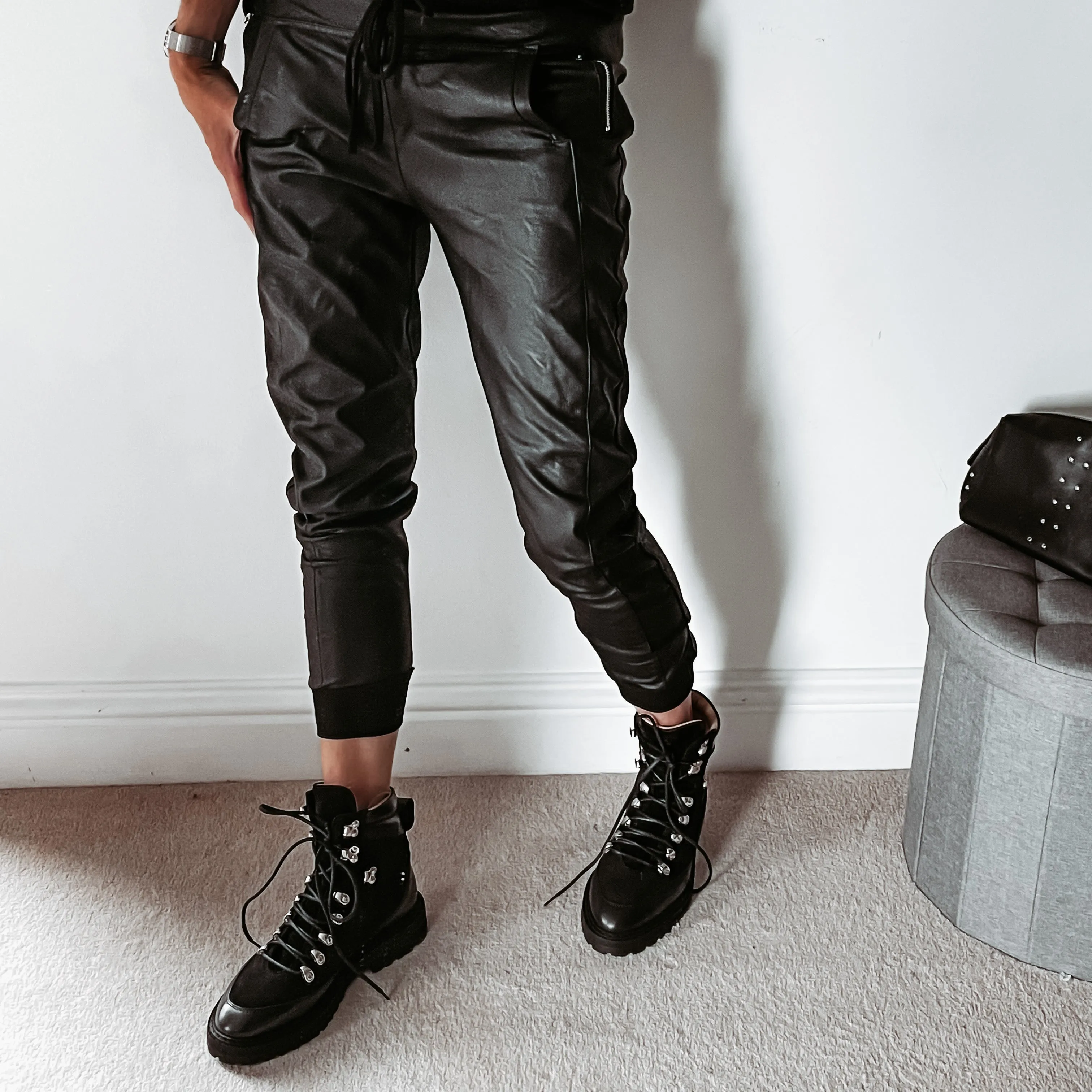 Full faux leather black ULTIMATE joggers