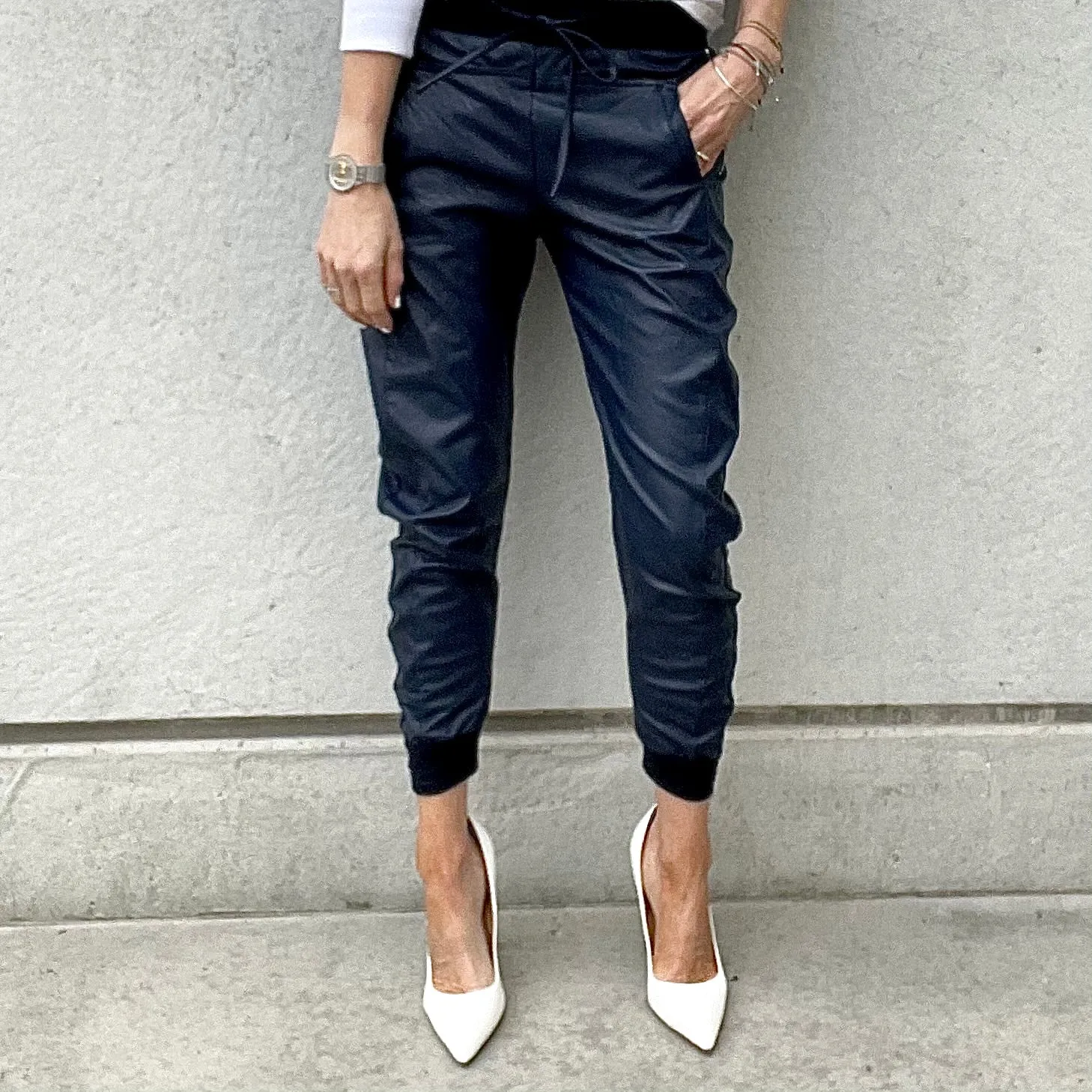 Full faux leather NAVY ULTIMATE joggers *NEW*