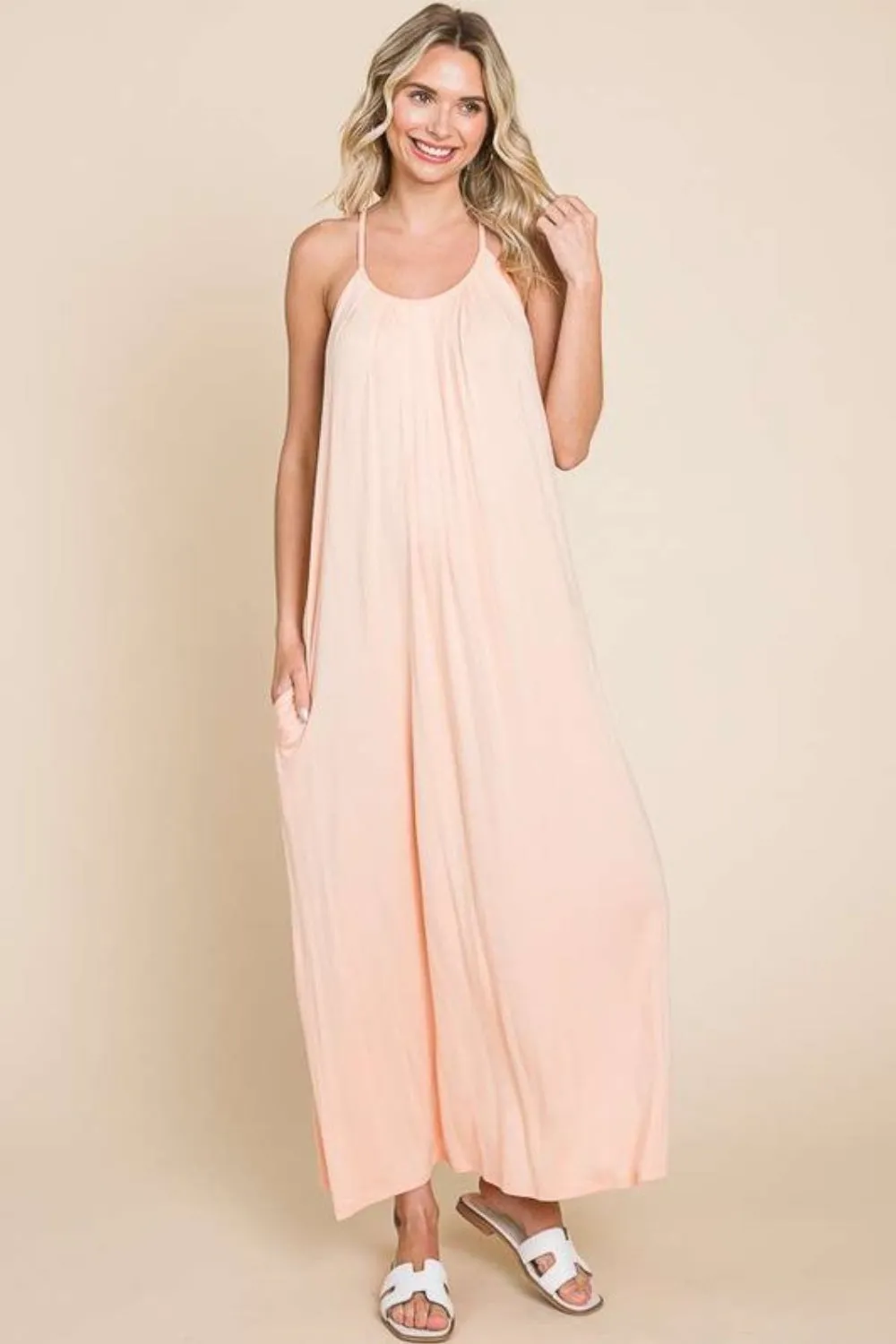 Full Size Tie Back Maxi Cami Dress