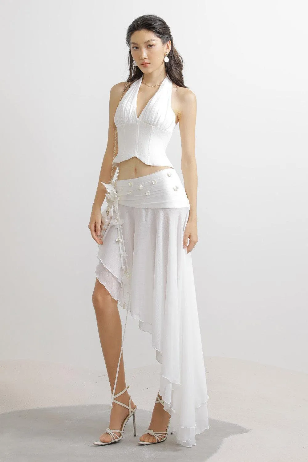 Gonzalez Asymmetric Layered Organza Voile Maxi Skirt