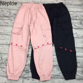 Heart Embroidered Cargo Pants