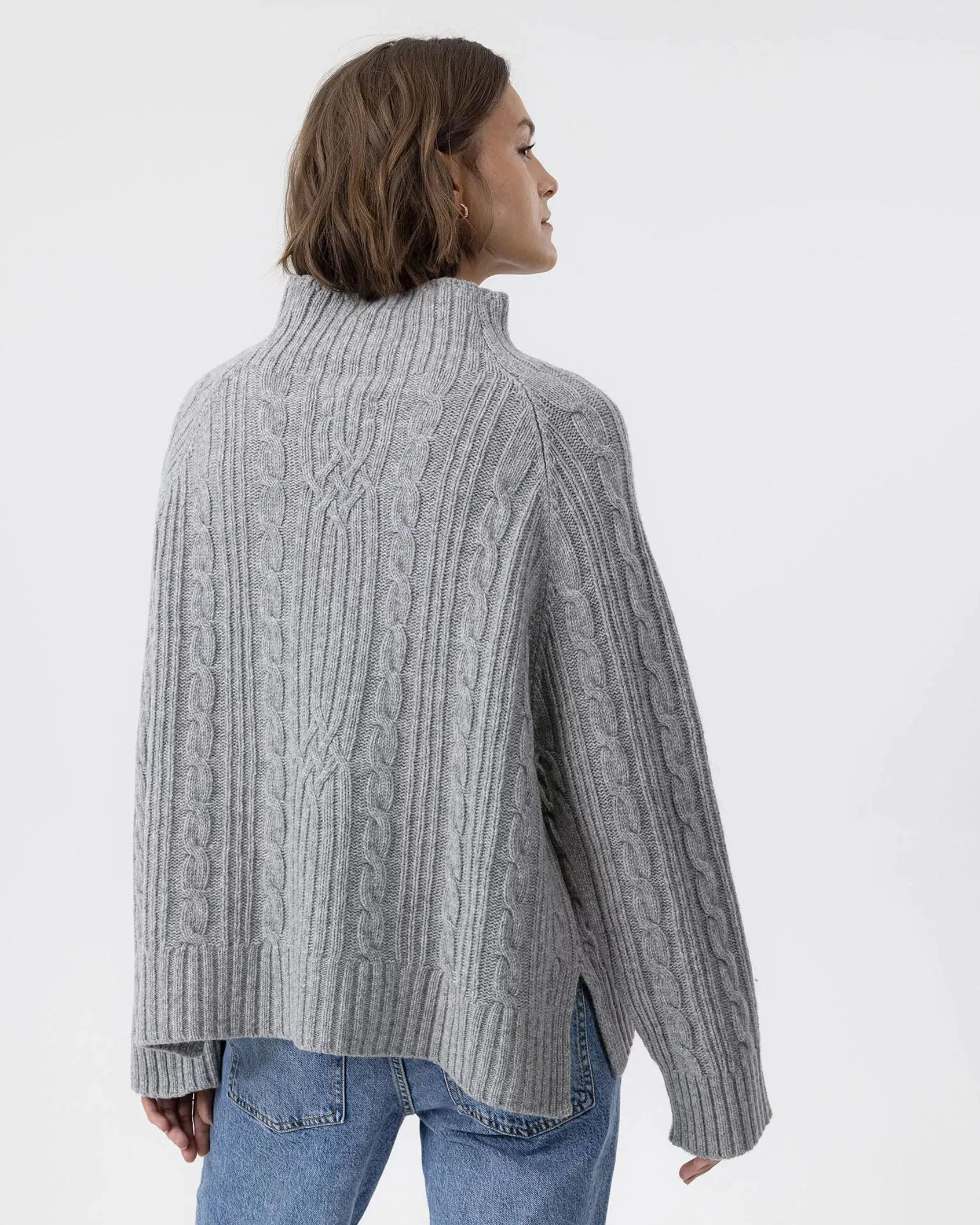 Holebrook Inger Cable Knit Grey Melange