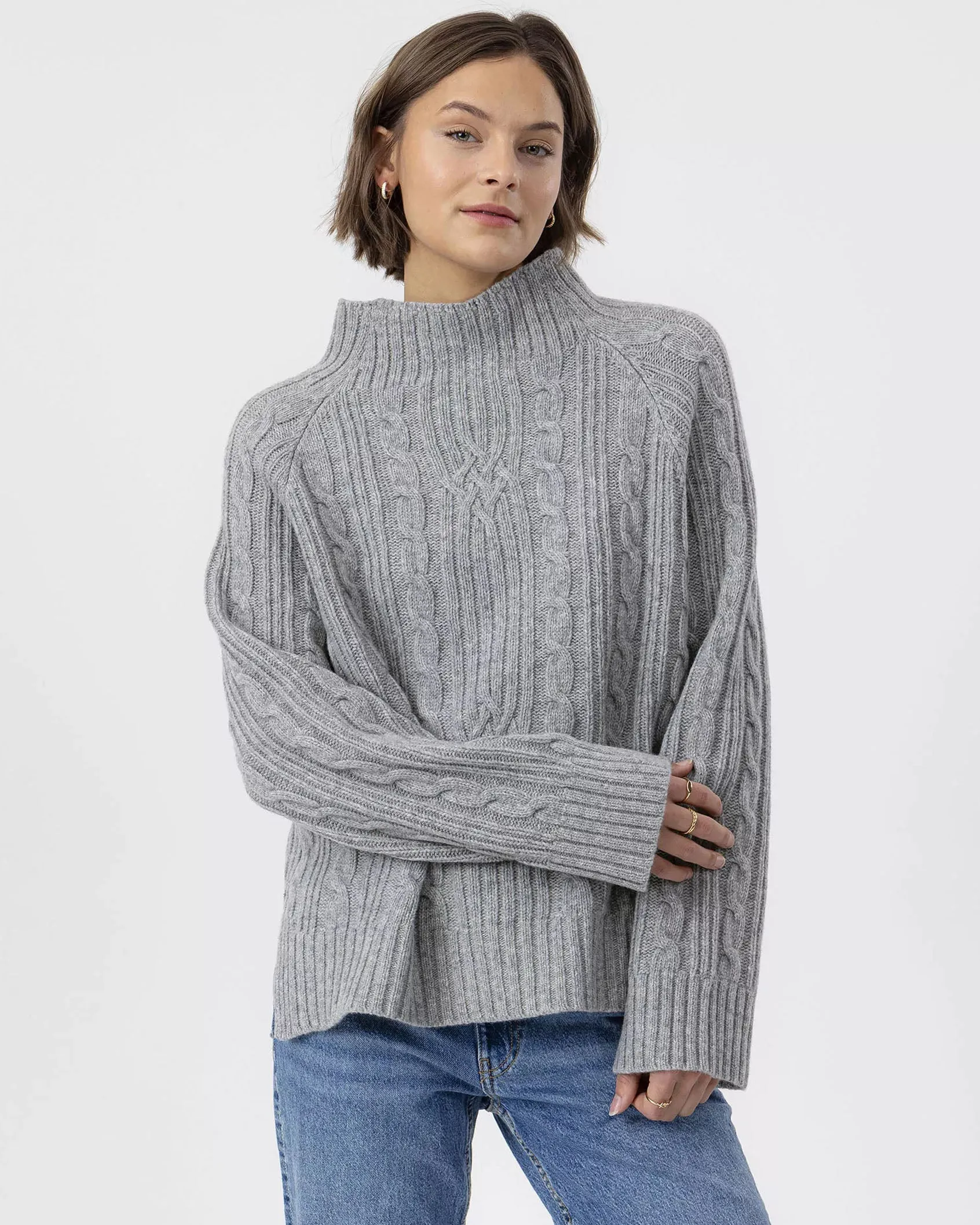 Holebrook Inger Cable Knit Grey Melange