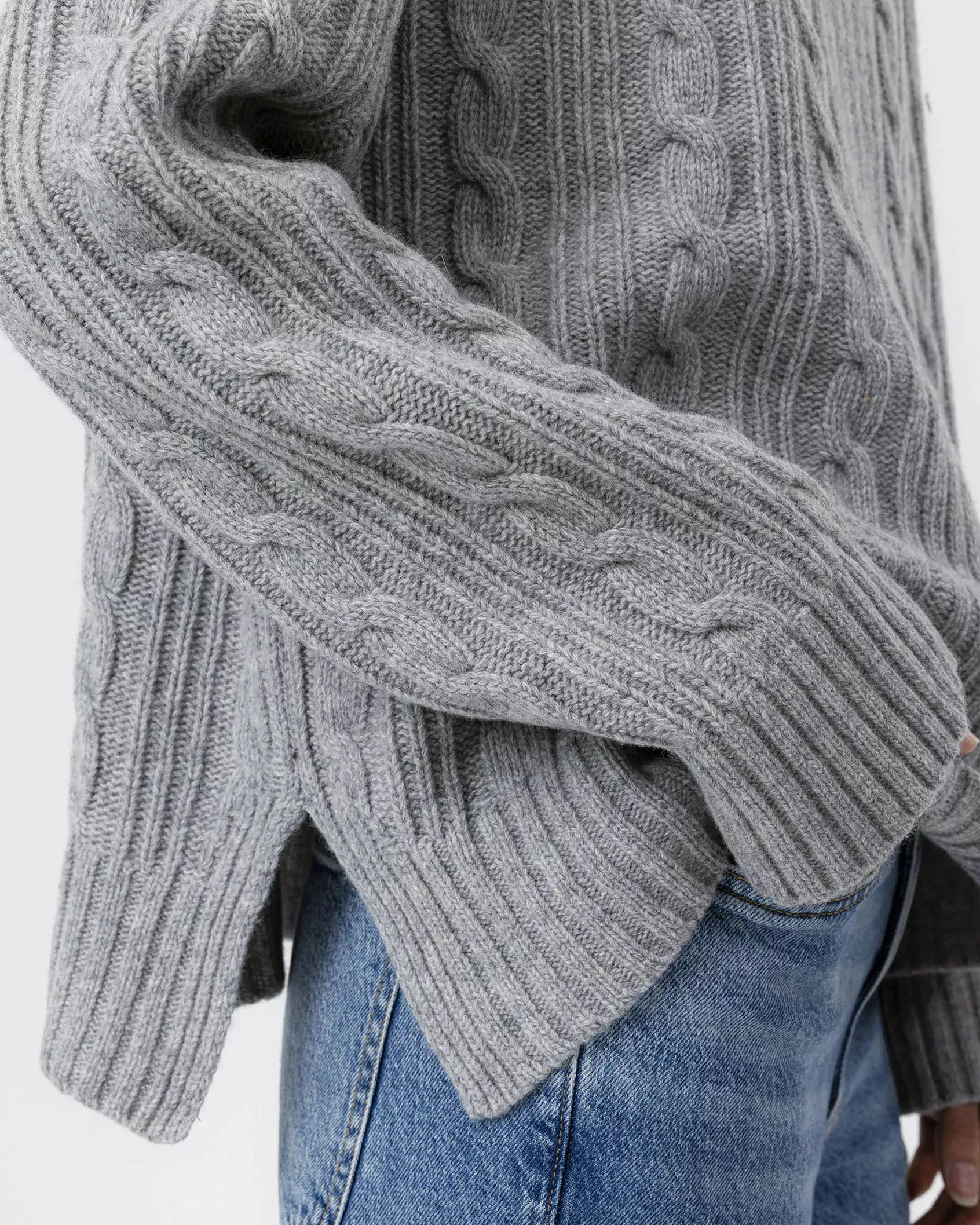 Holebrook Inger Cable Knit Grey Melange