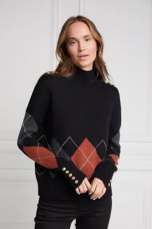 Holland Cooper Heritage Argyle Knit in Black