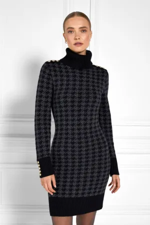 Holland Cooper Heritage Jumper Dress in Grey Houndstooth