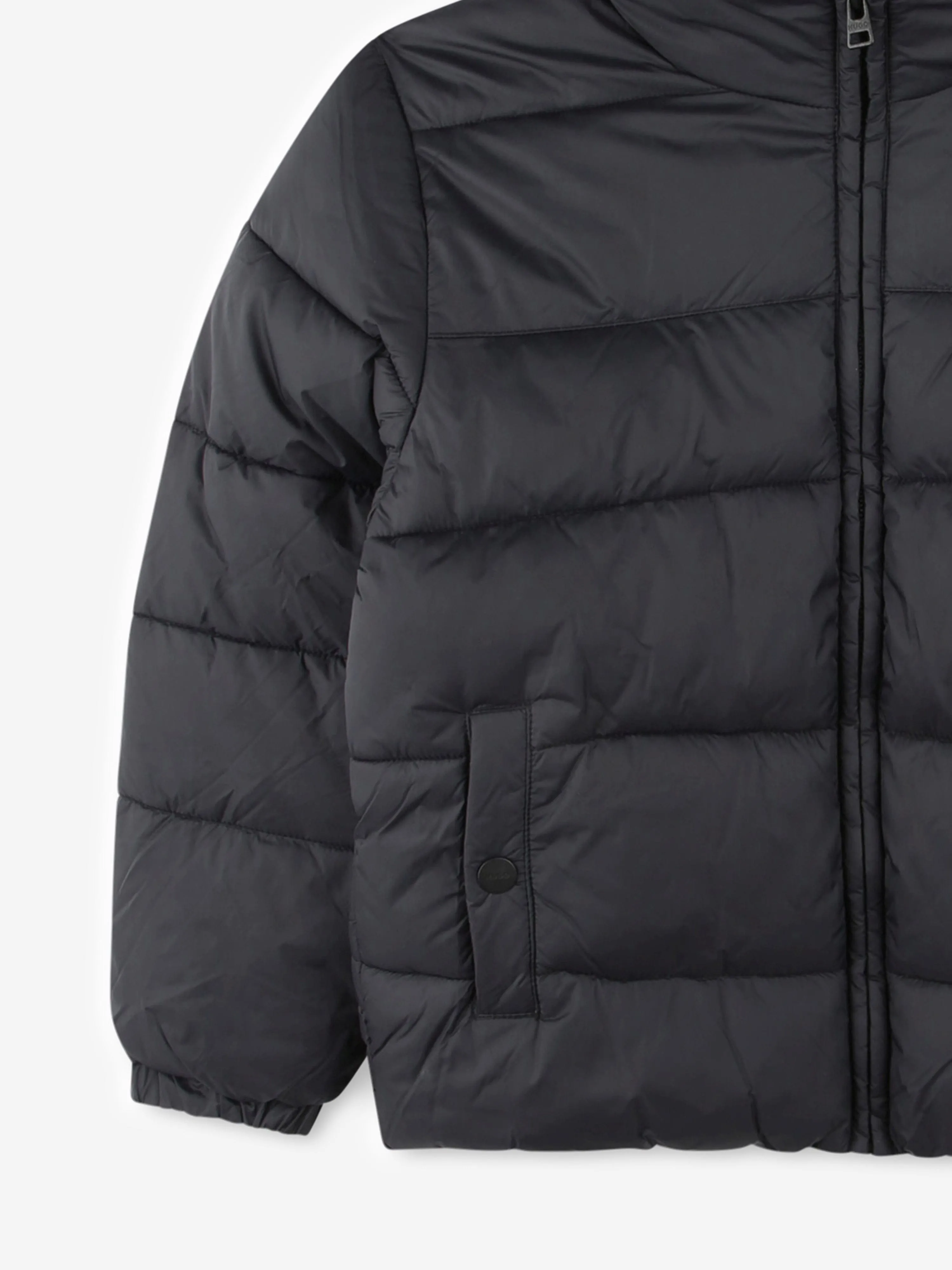 Hugo Boys Logo Puffer Jacket in Black