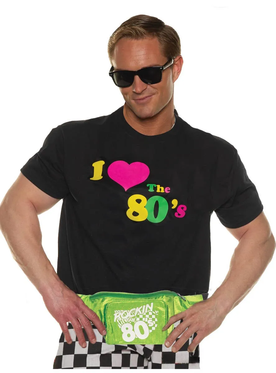 I Heart The 80s Mens Plus Size Black Costume Shirt