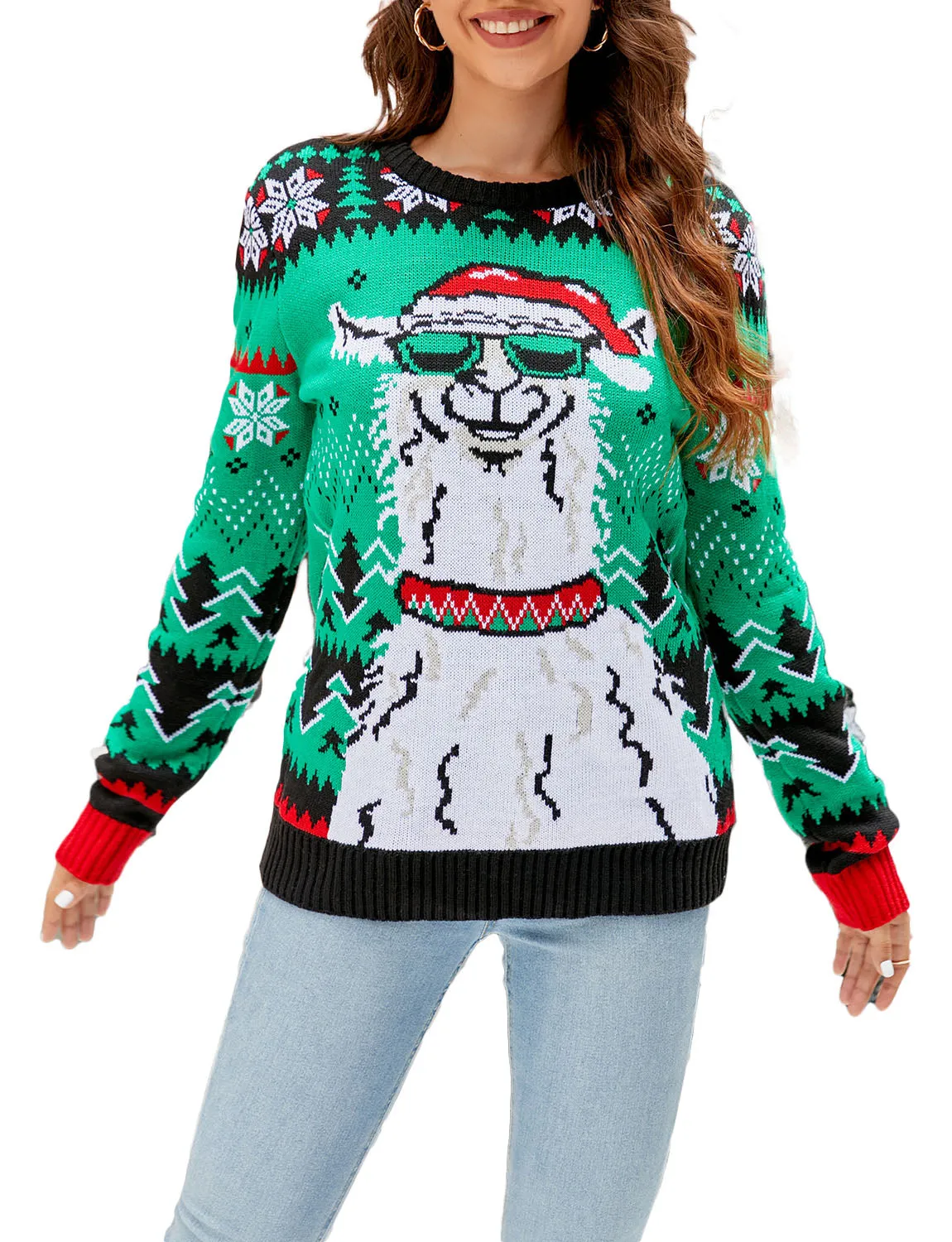 iB-iP Women's Casual Christmas Snowman Long Sleeve Top Pullover Sweater