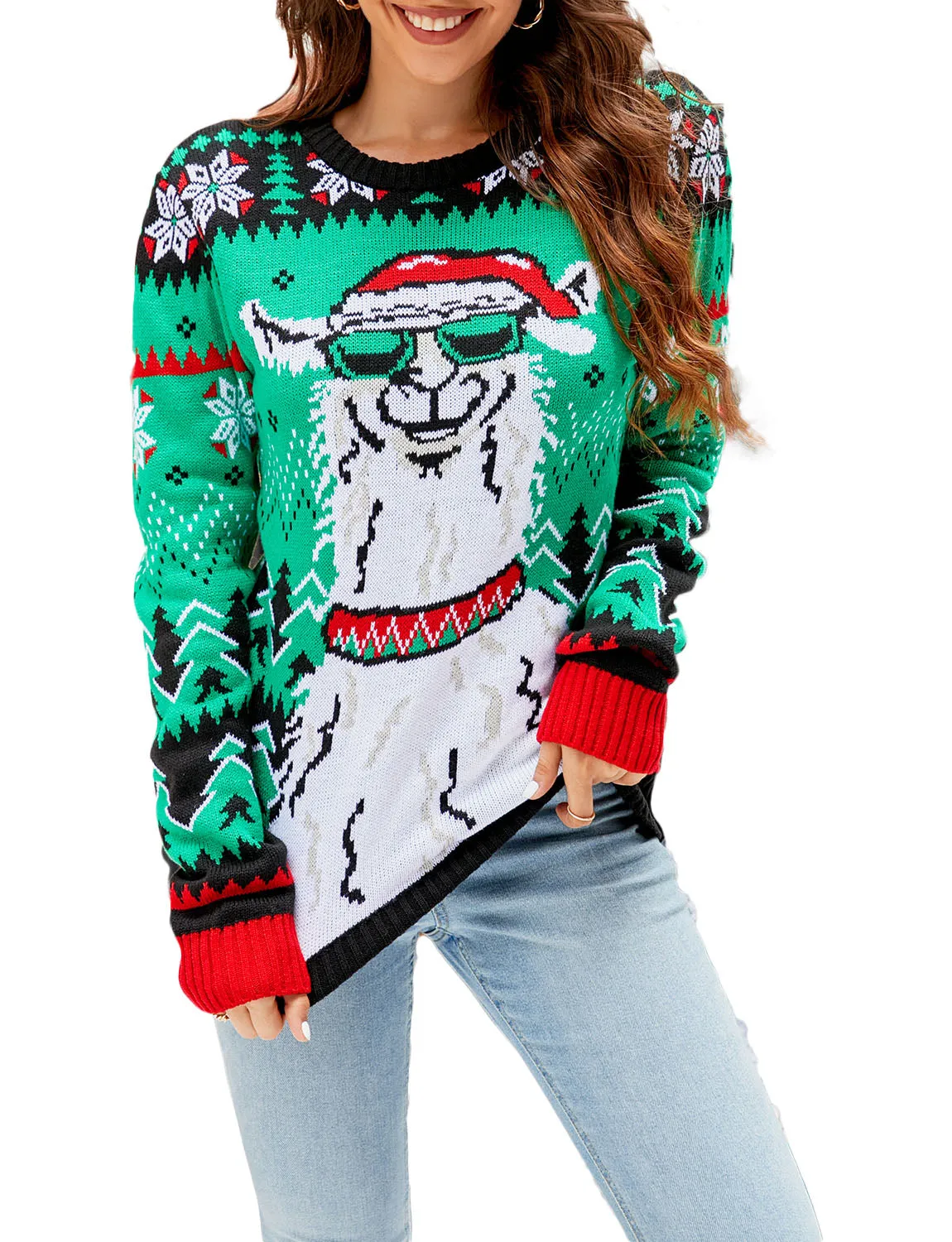 iB-iP Women's Casual Christmas Snowman Long Sleeve Top Pullover Sweater