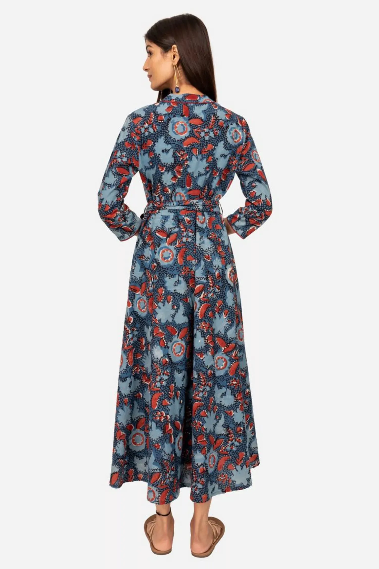 Indigo ajrakh printed dress