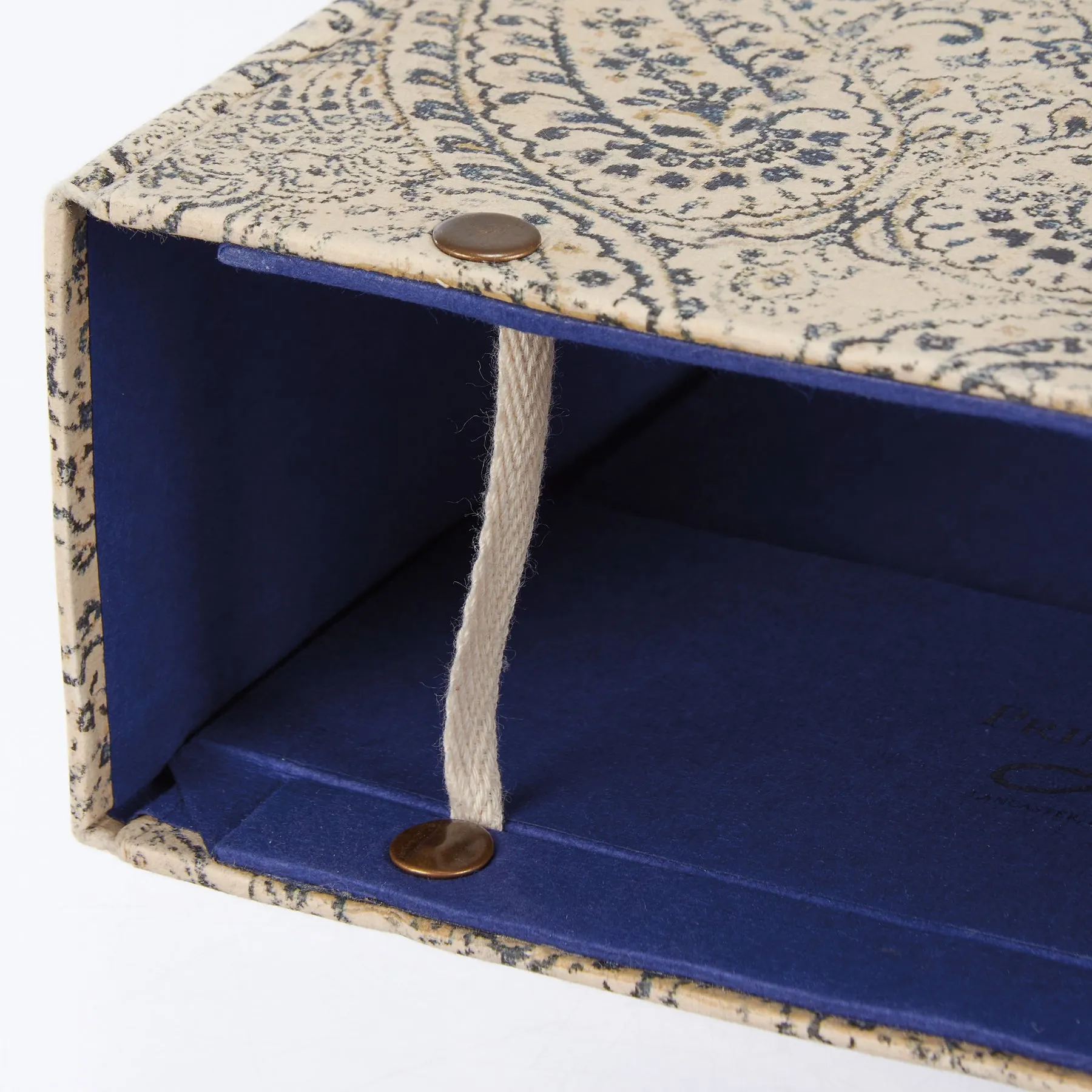 Indigo Blue Paisley Cardboard Magazine File