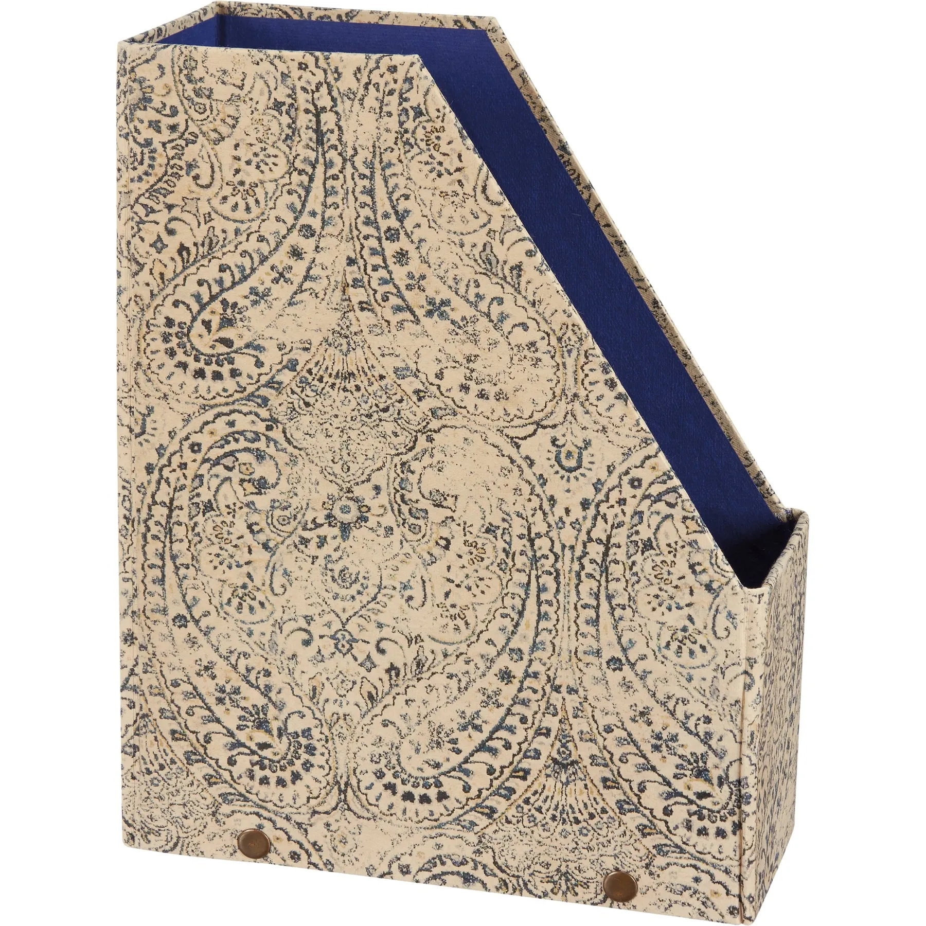 Indigo Blue Paisley Cardboard Magazine File