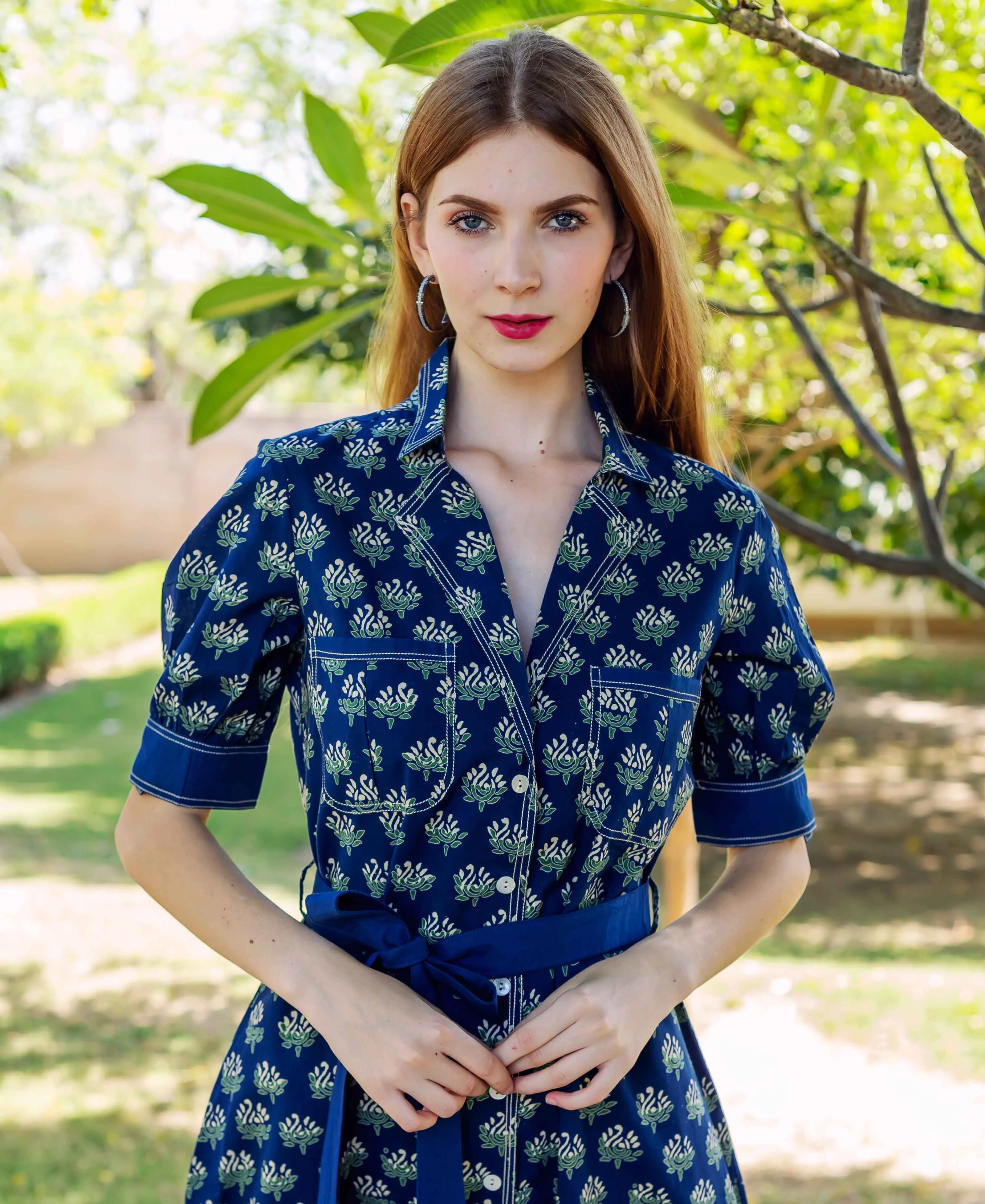 Indigo Hand Block Printed Dress