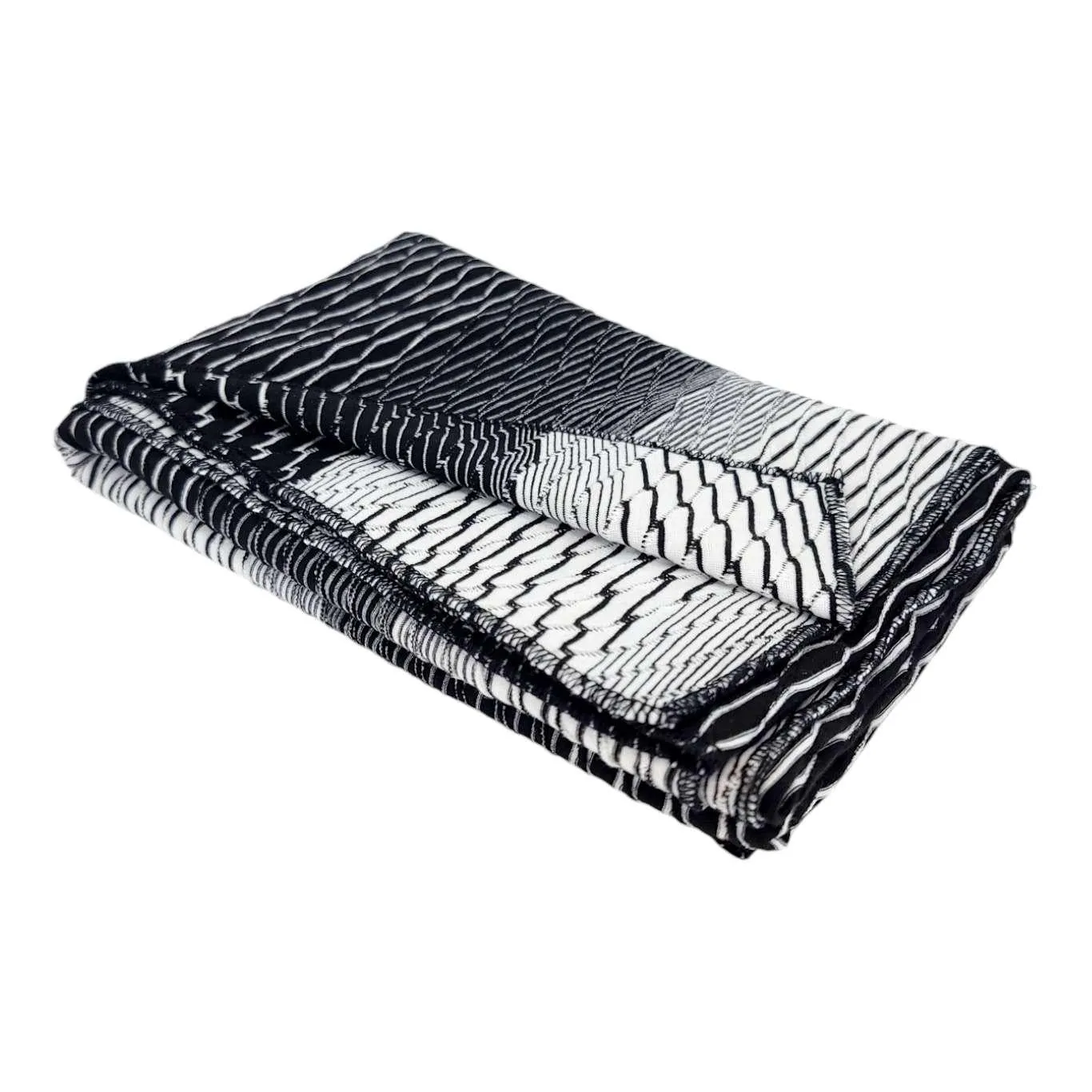 Jersey Scarf - Oblong - Textured Stripe (Black White) by Dana Herbert