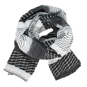 Jersey Scarf - Oblong - Textured Stripe (Black White) by Dana Herbert