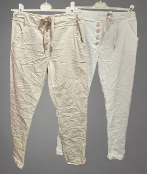 Joggers with drawstring waist and gold button detail