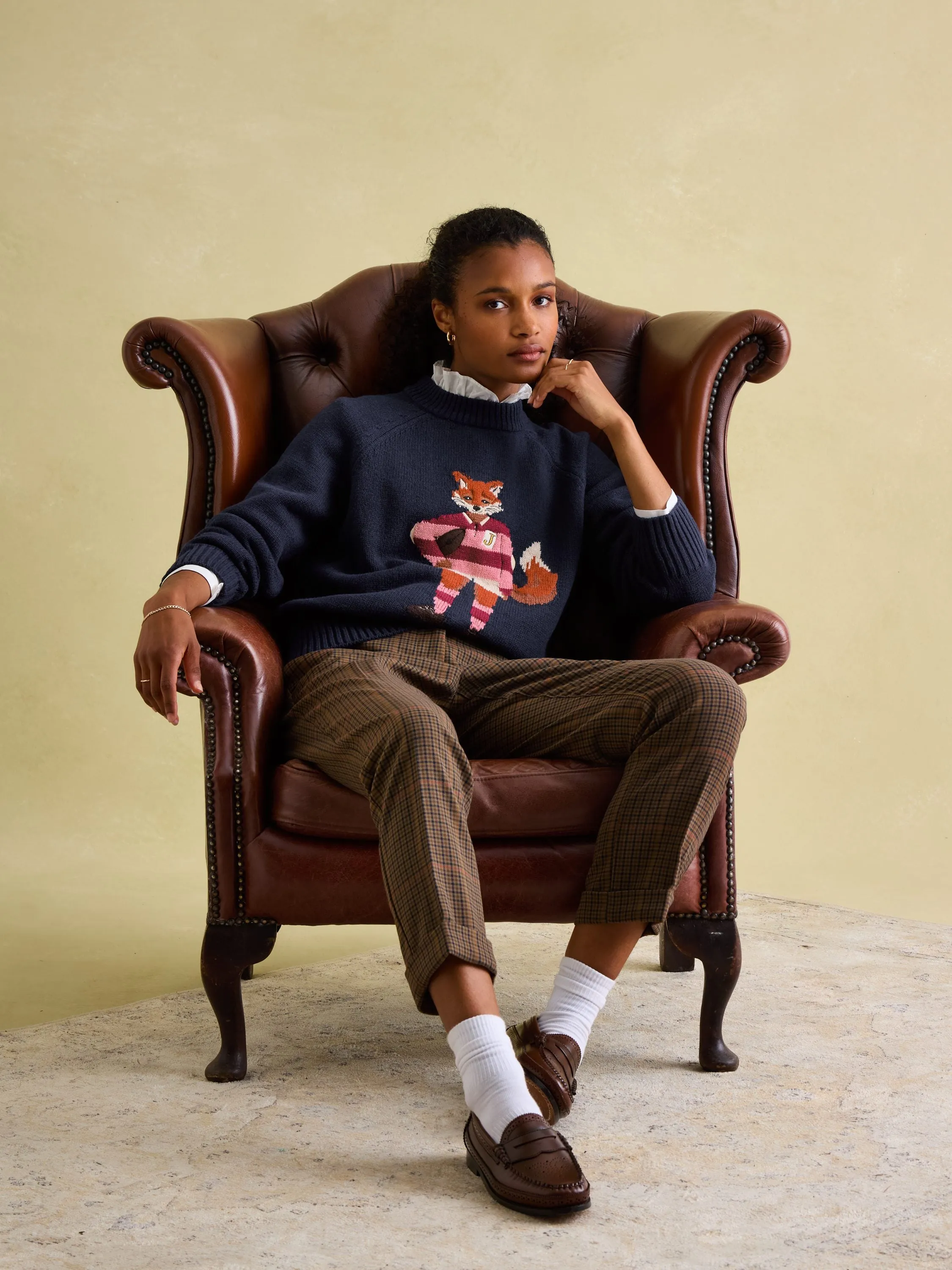 Jonty Navy Intarsia Knit Jumper