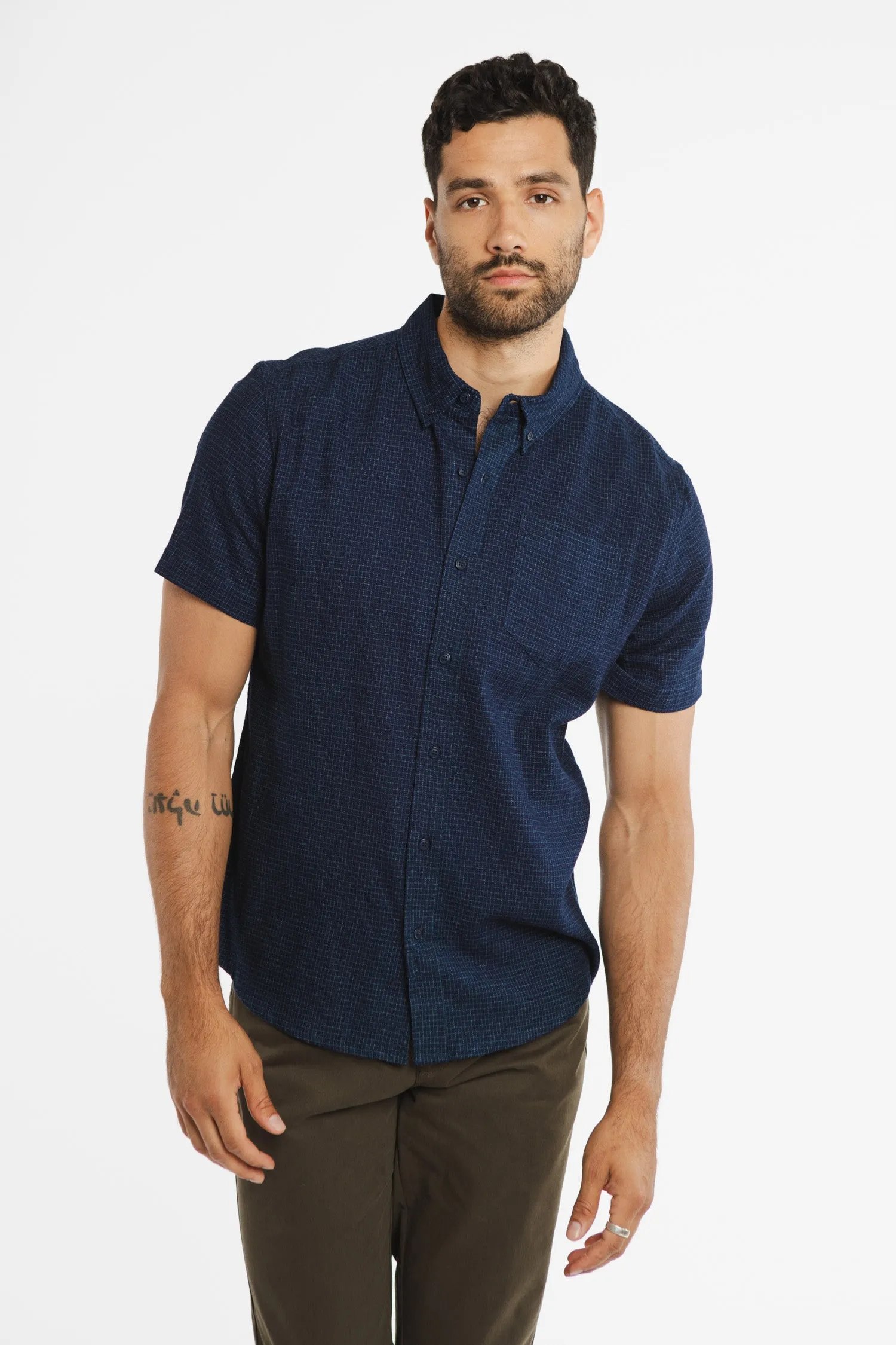 Jordan Slim Shirt / Indigo Grid