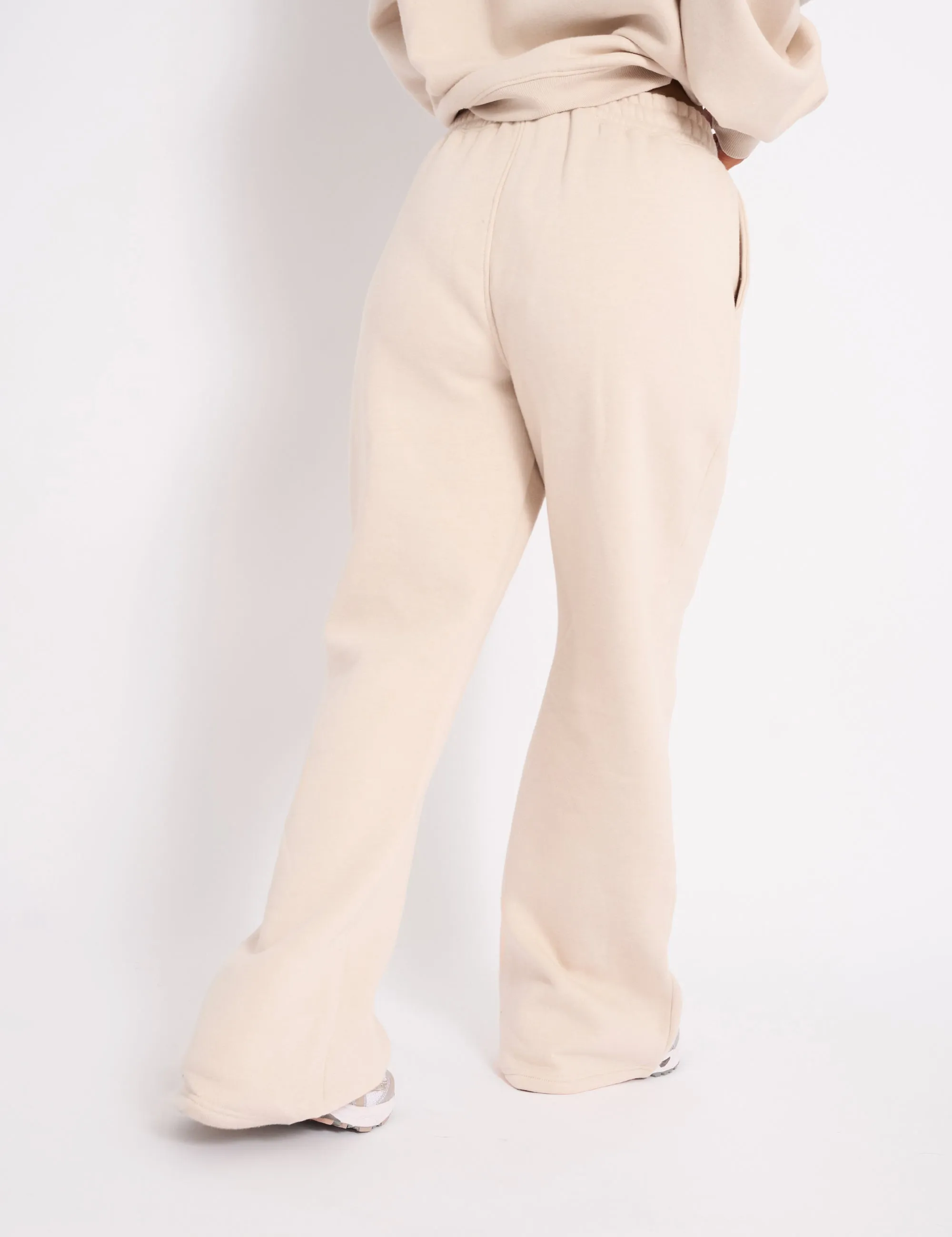 Kaiia Logo Wide Leg Joggers Cream