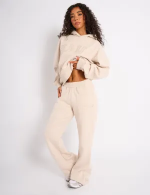 Kaiia Logo Wide Leg Joggers Cream