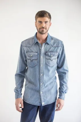 Kimes Ranch Mens Grimes Denim Dress Indigo Cotton Blend L/S Shirt