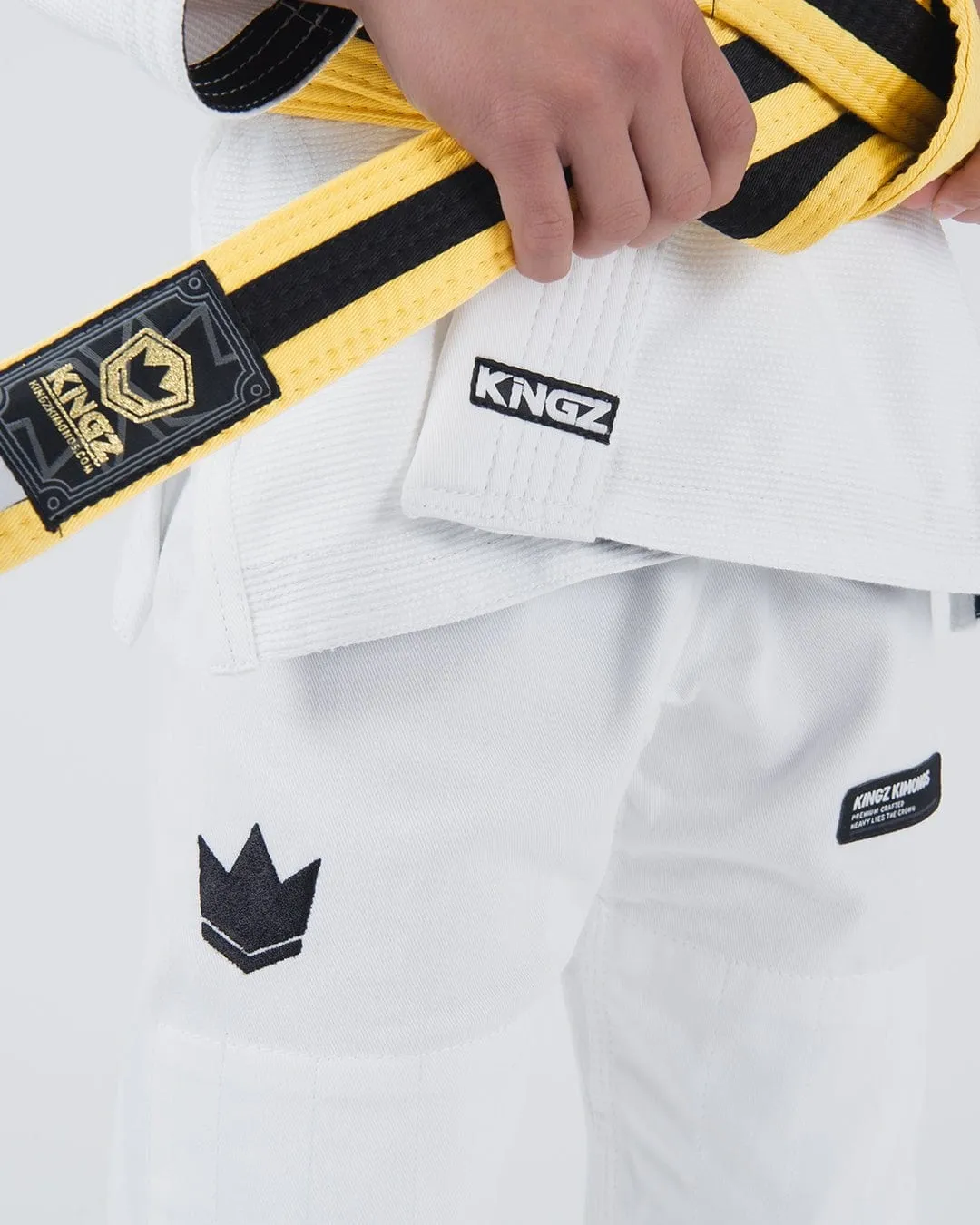 Kimono Copii Brazilian Jiu Jitsu KINGZ Kore 2.0 Gi - Alb (Centura Alba Inclusa)